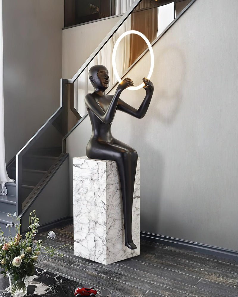 Elsilisra Sculptural Black Floor Lamp - Letslighting