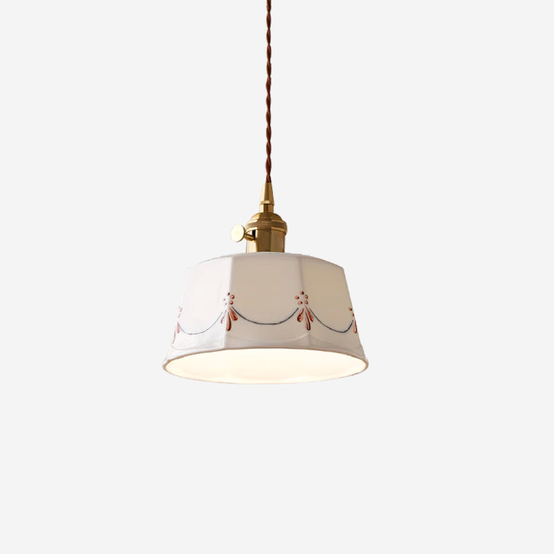 Eliana Pendant Lamp Hand Painted Floral Glass Vintage - Letslighting