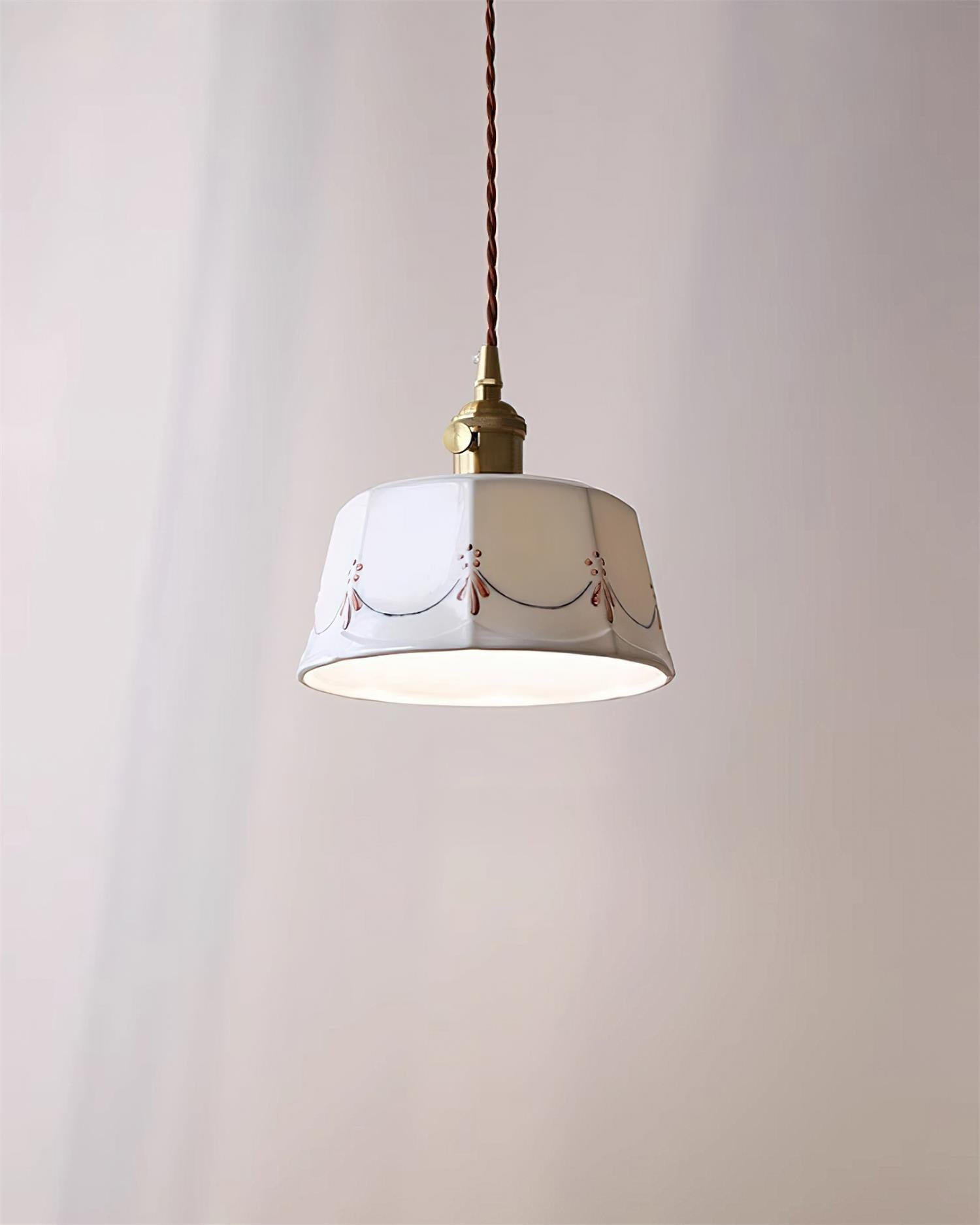Eliana Pendant Lamp Hand Painted Floral Glass Vintage - Letslighting