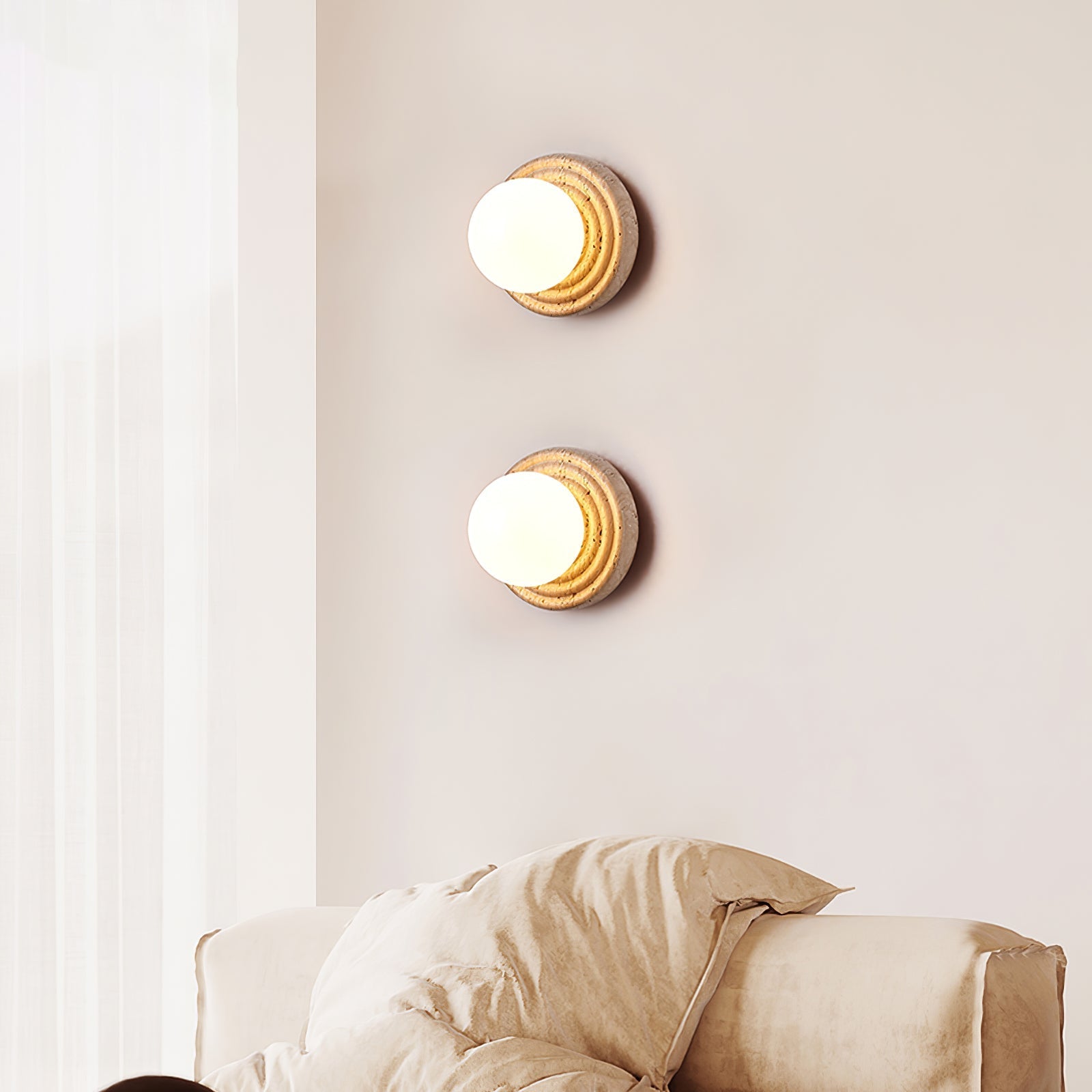 Echo  Travertine Globe Wall Lamp