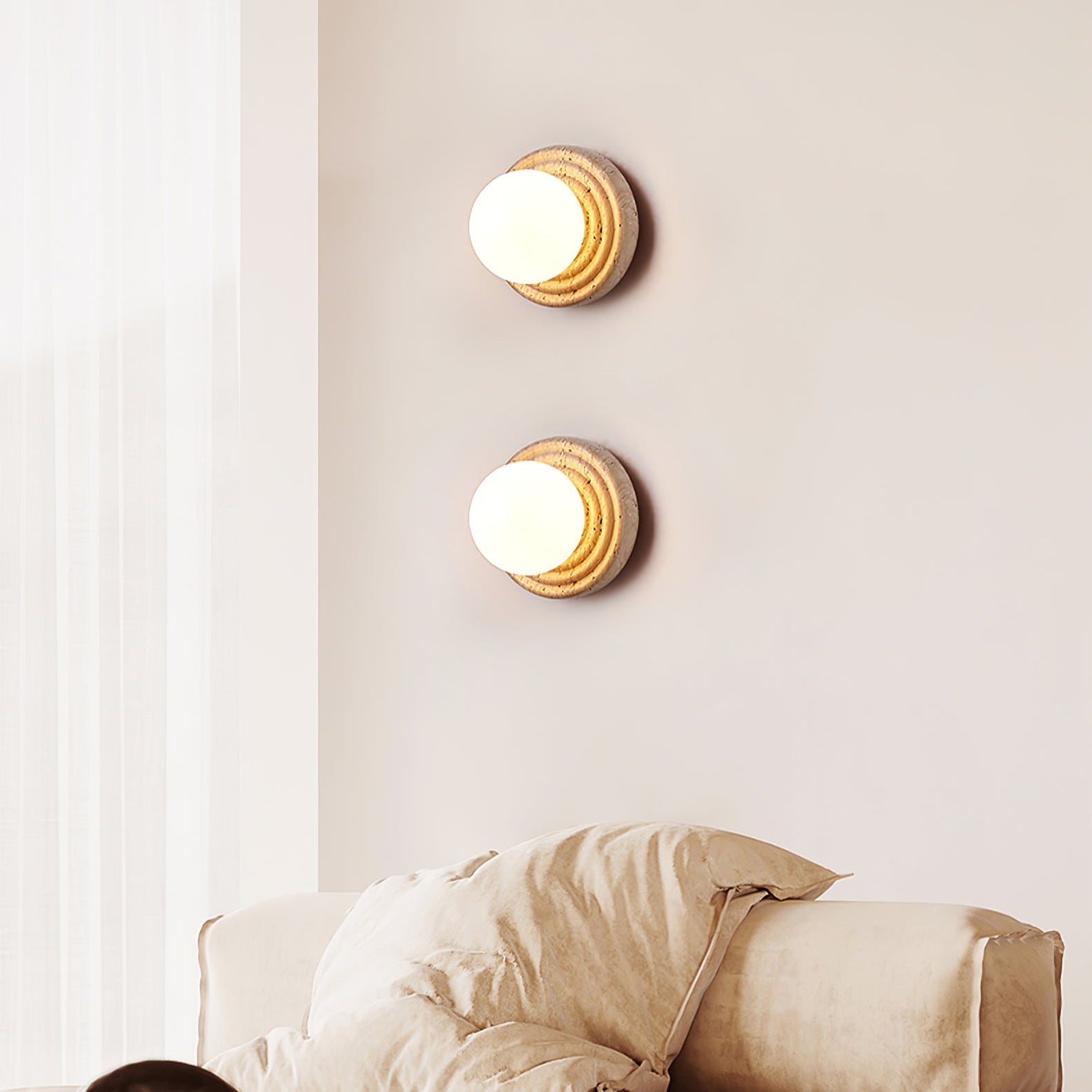 Echo  Travertine Globe Wall Lamp