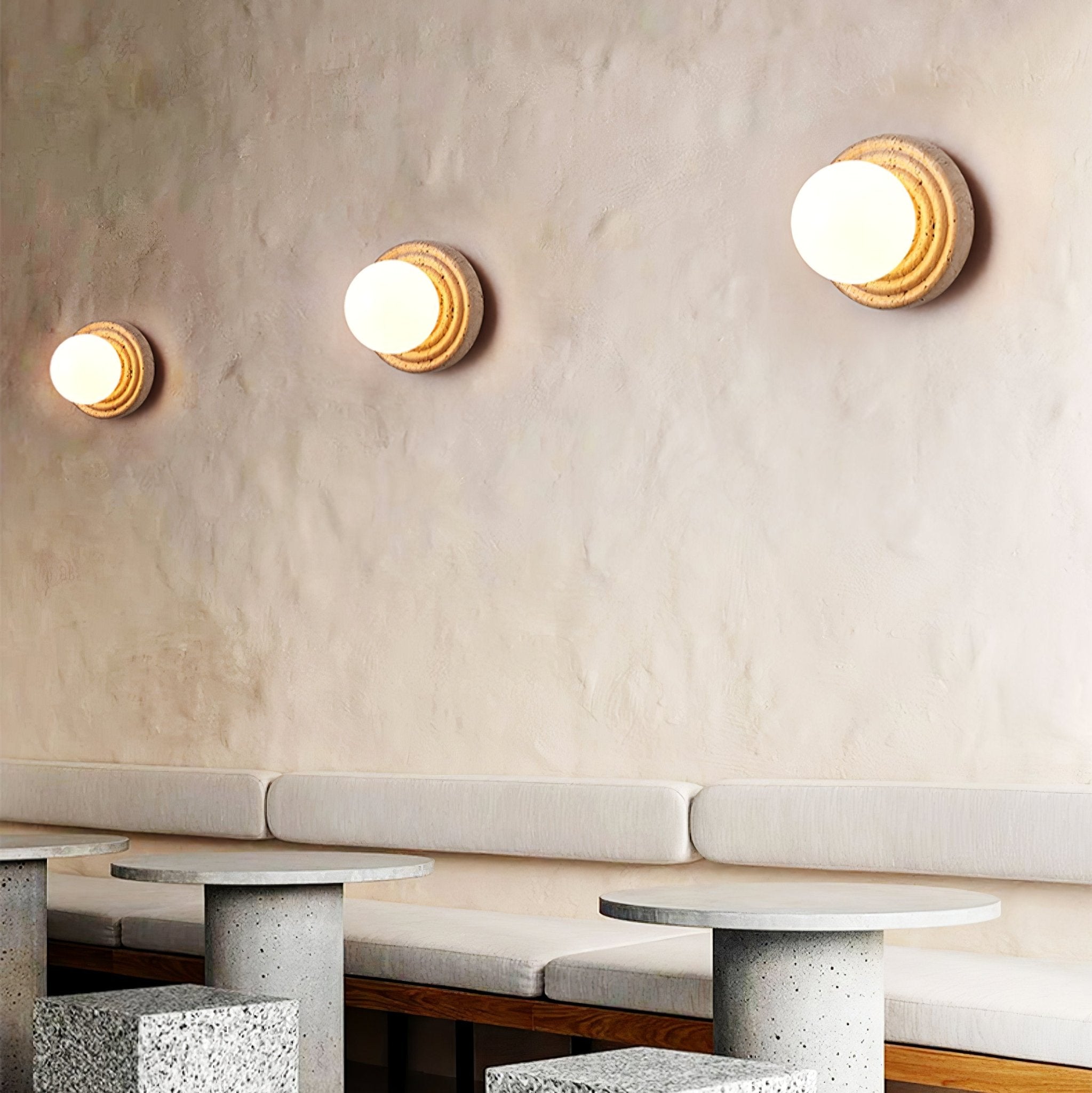 Echo  Travertine Globe Wall Lamp