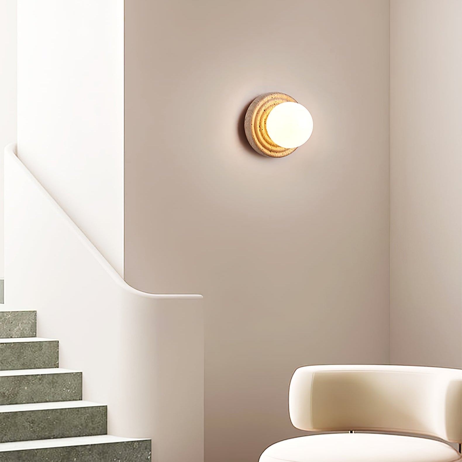 Echo  Travertine Globe Wall Lamp
