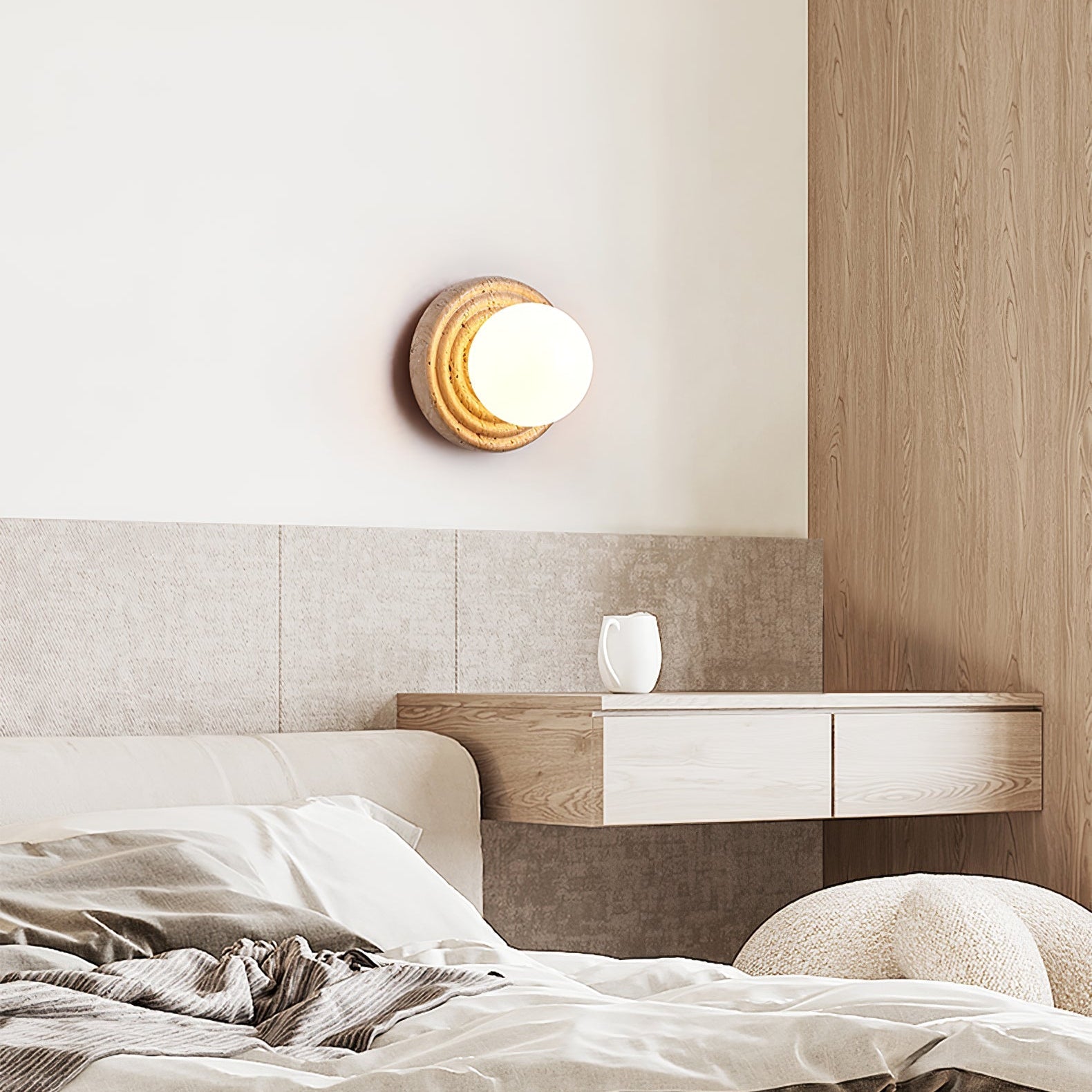 Echo  Travertine Globe Wall Lamp