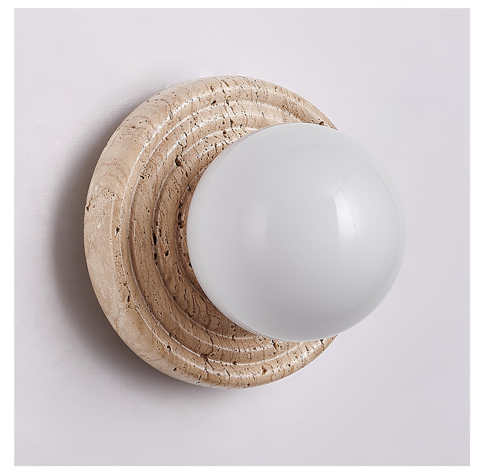 Echo  Travertine Globe Wall Lamp