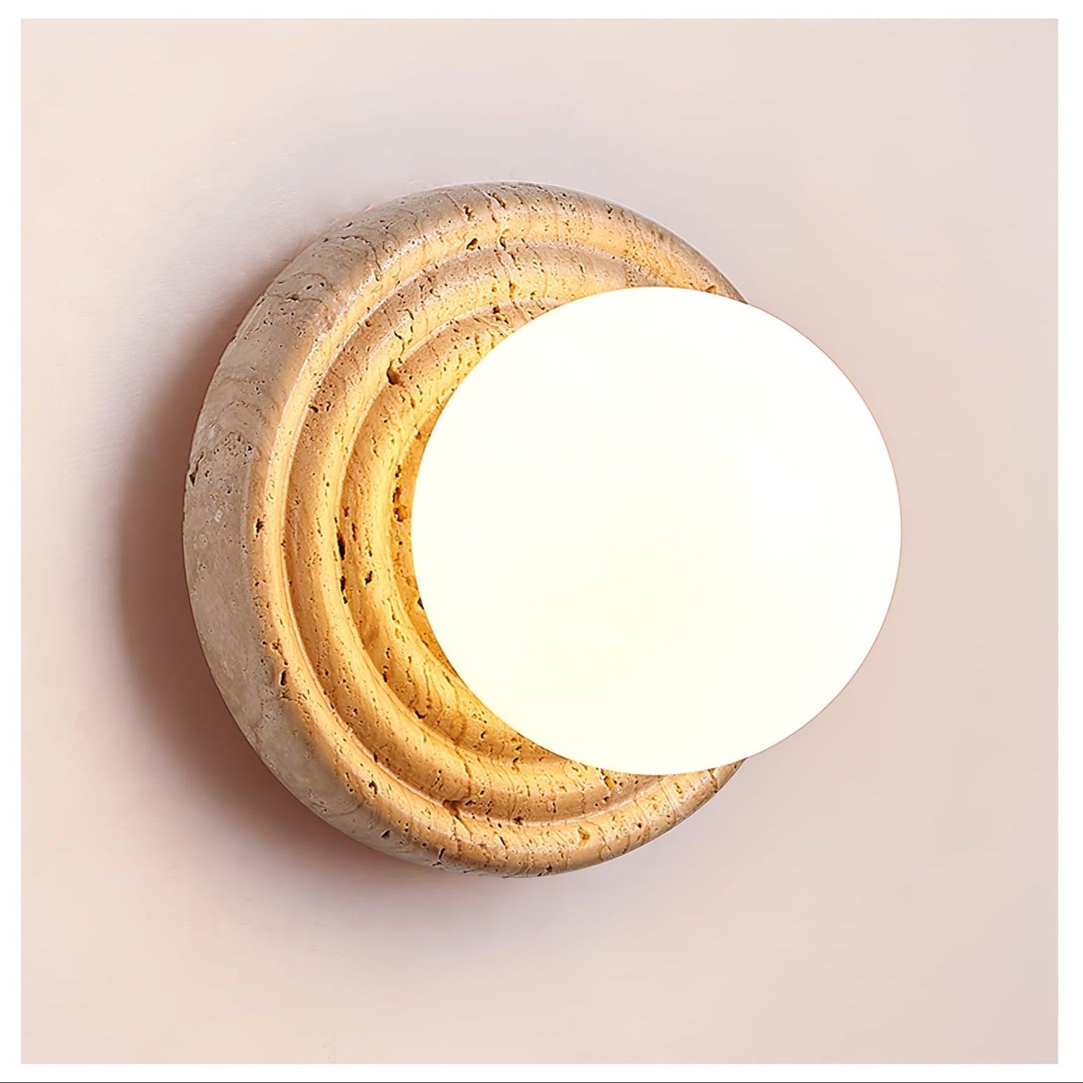 Echo  Travertine Globe Wall Lamp