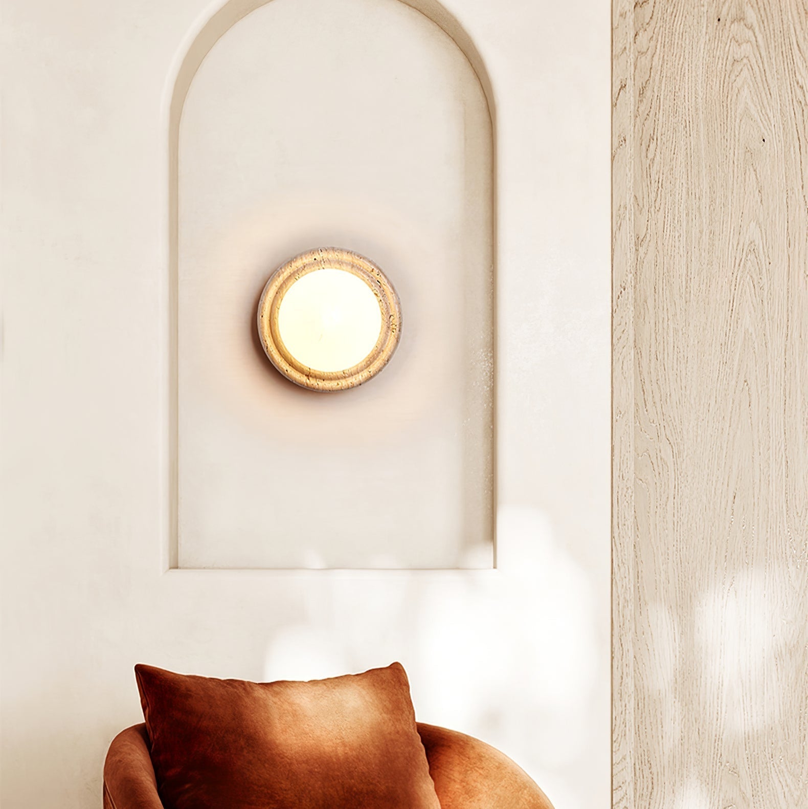 Echo  Travertine Globe Wall Lamp