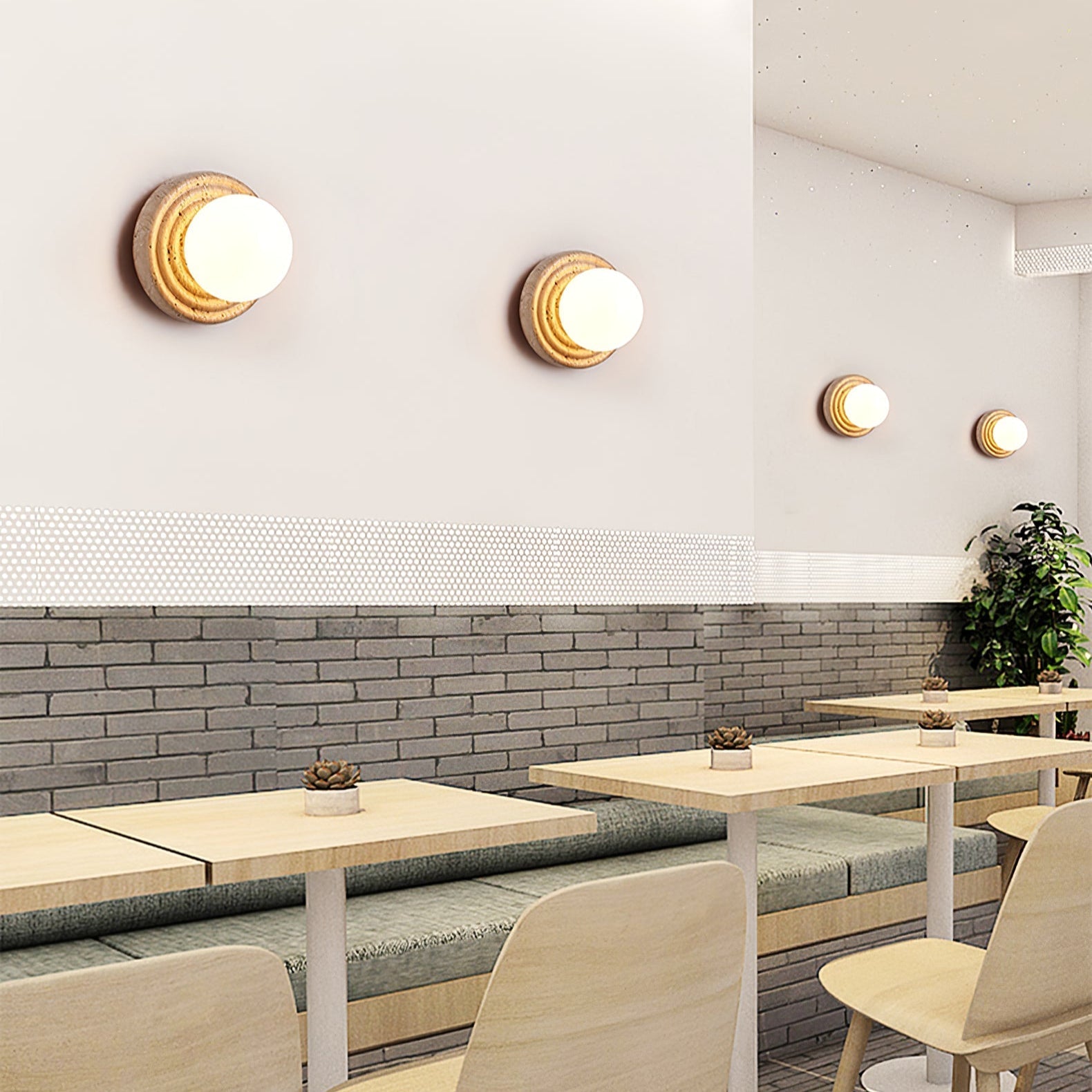 Echo  Travertine Globe Wall Lamp
