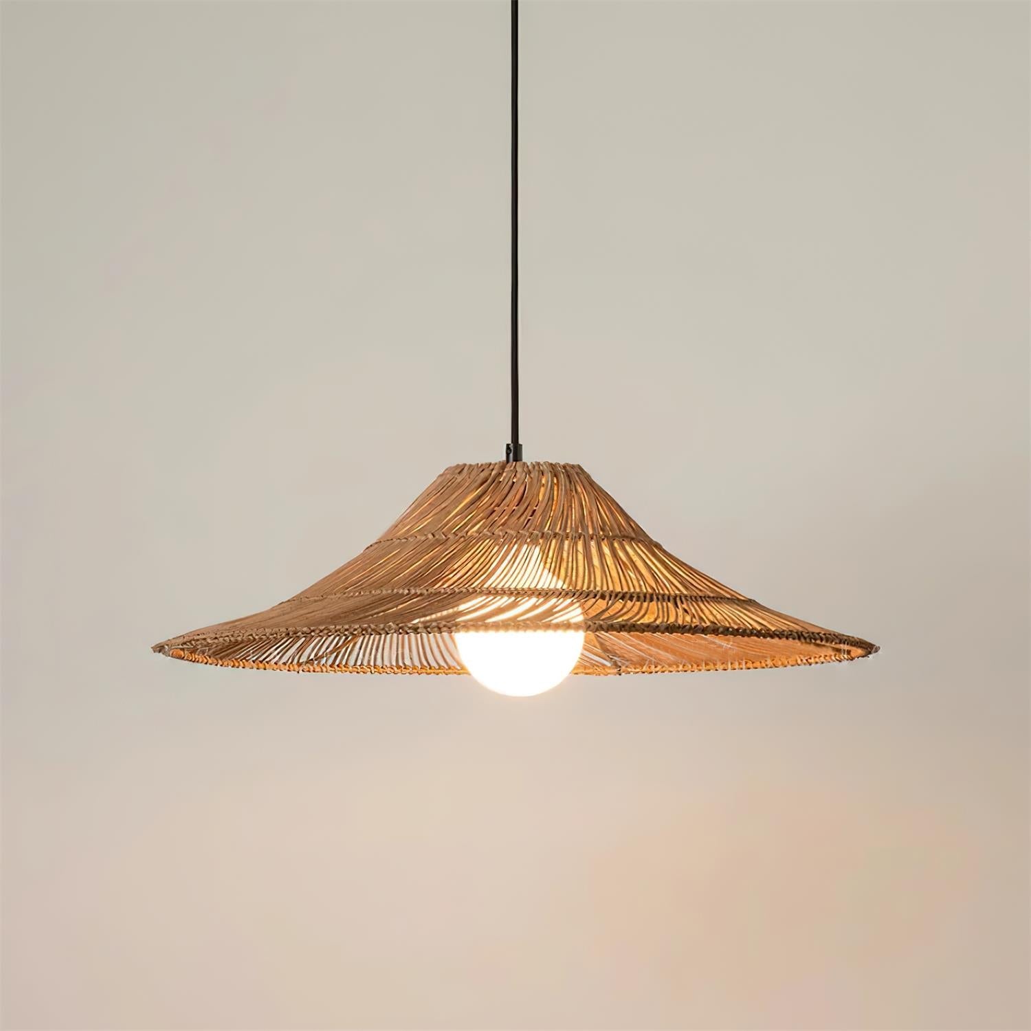 Elisa Pendant Lamp Rattan Conical Organic - Letslighting