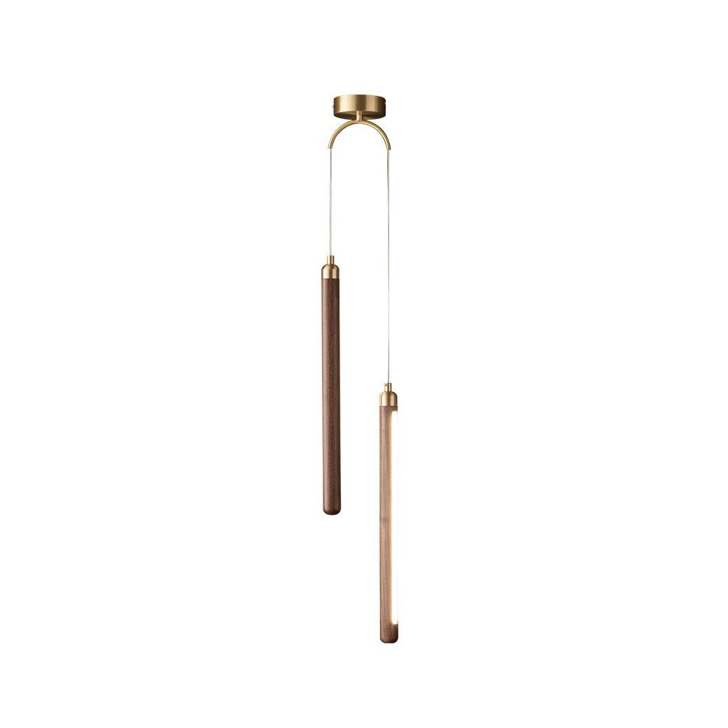 Kyoto Walnut Brass Linear Pendant Light - Letslighting