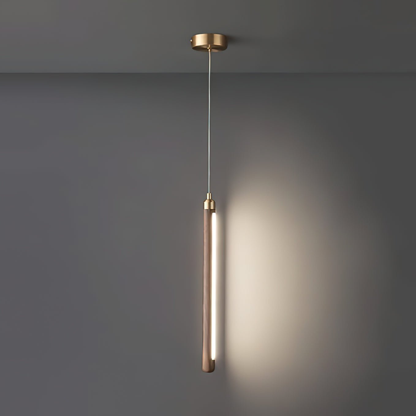 Kyoto Walnut Brass Linear Pendant Light - Letslighting