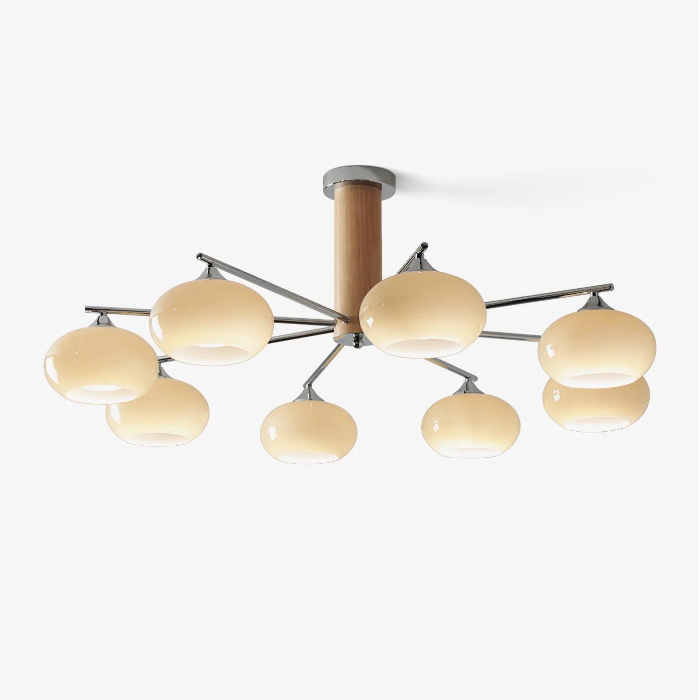 Lustra Chandelier Persimmon Glass Mid-Century 8-Light - Letslighting