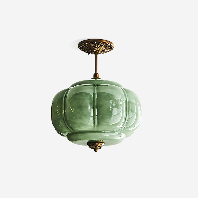Eldio Green Glass Semi Flush Mount Light