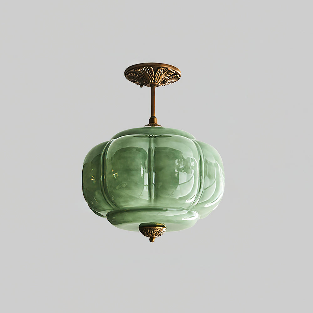 Eldio Green Glass Semi Flush Mount Light