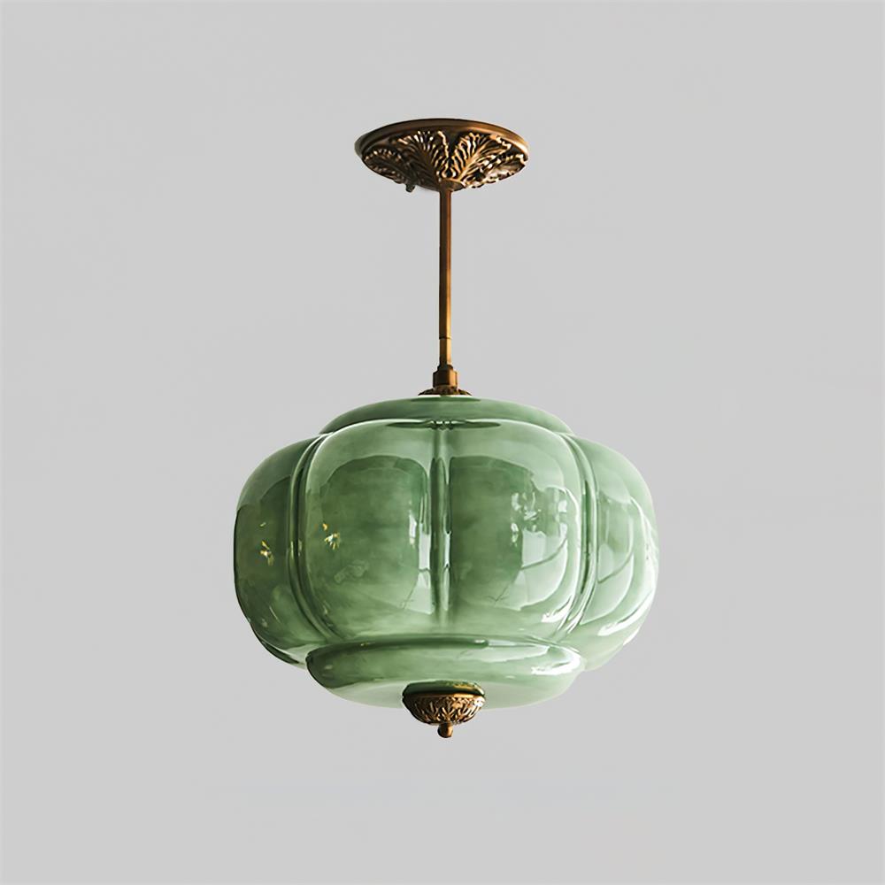 Eldio Green Glass Semi Flush Mount Light