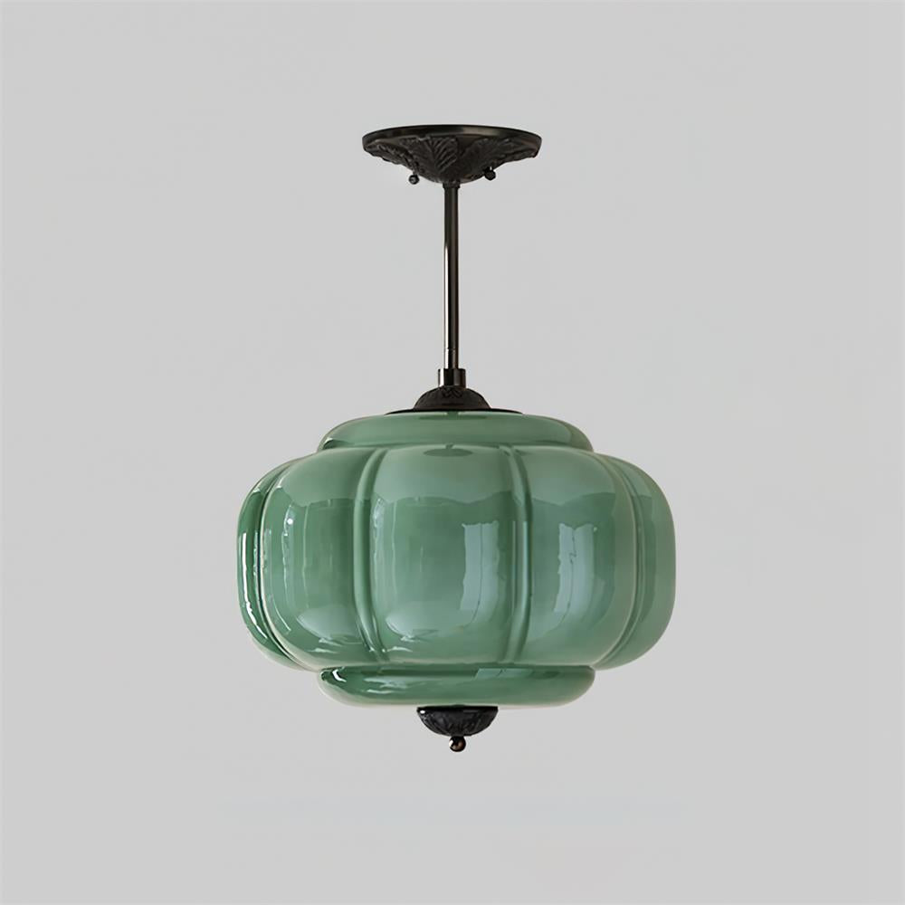 Eldio Green Glass Semi Flush Mount Light