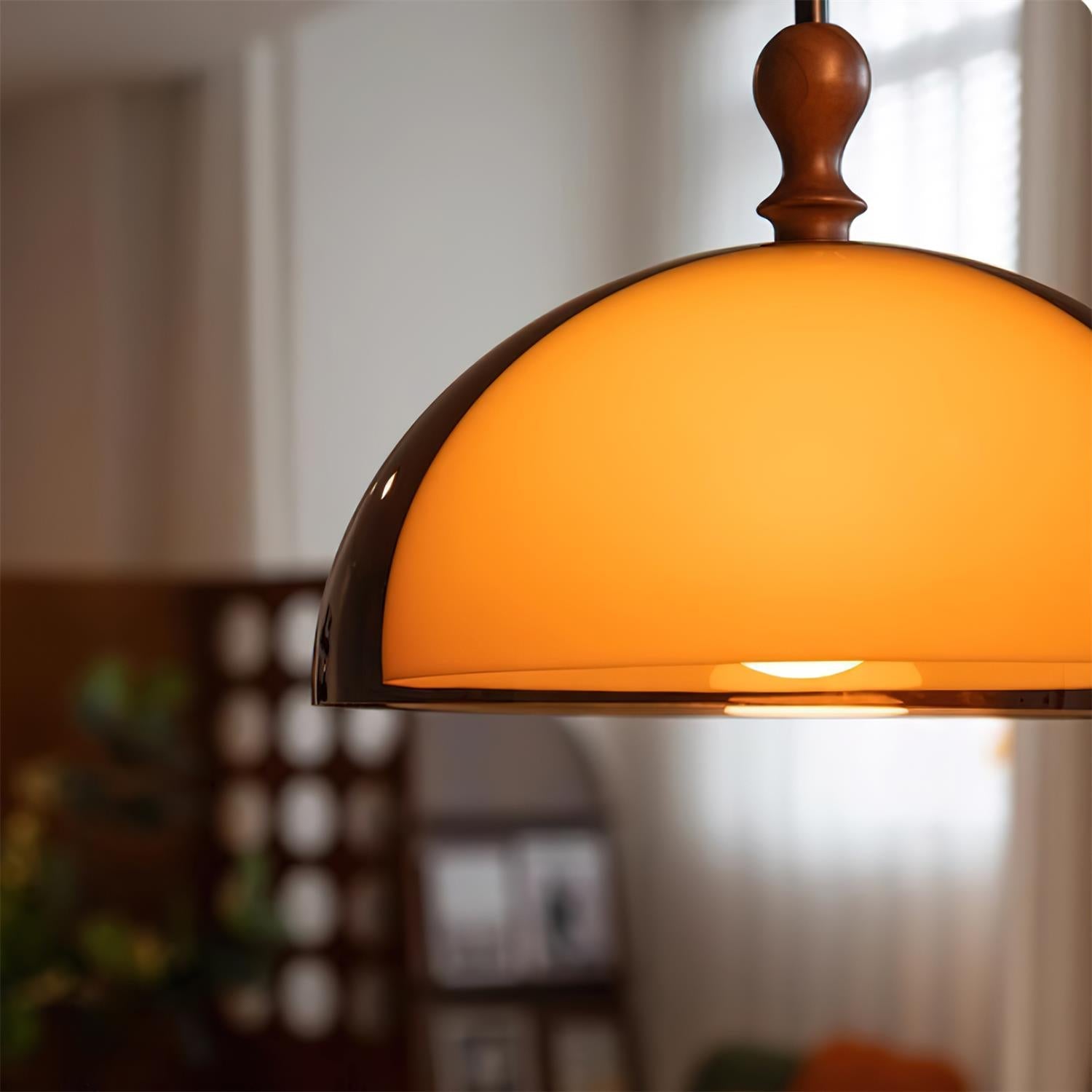 Solven Amber Glass Dome Pendant Light - Letslighting