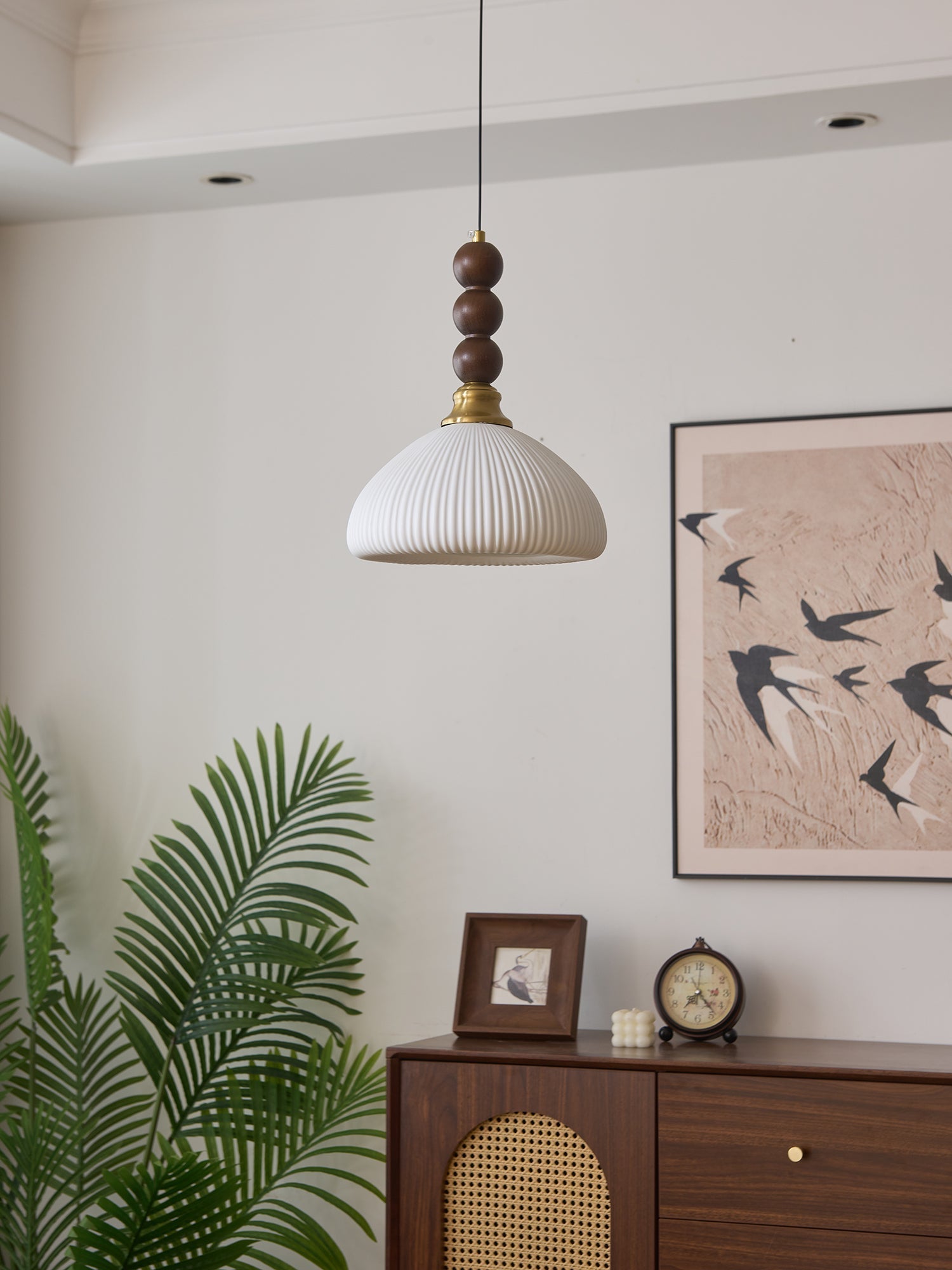 Avshaara Traditional Elegance Vintage Fabric Wood Pendant Light - Letslighting