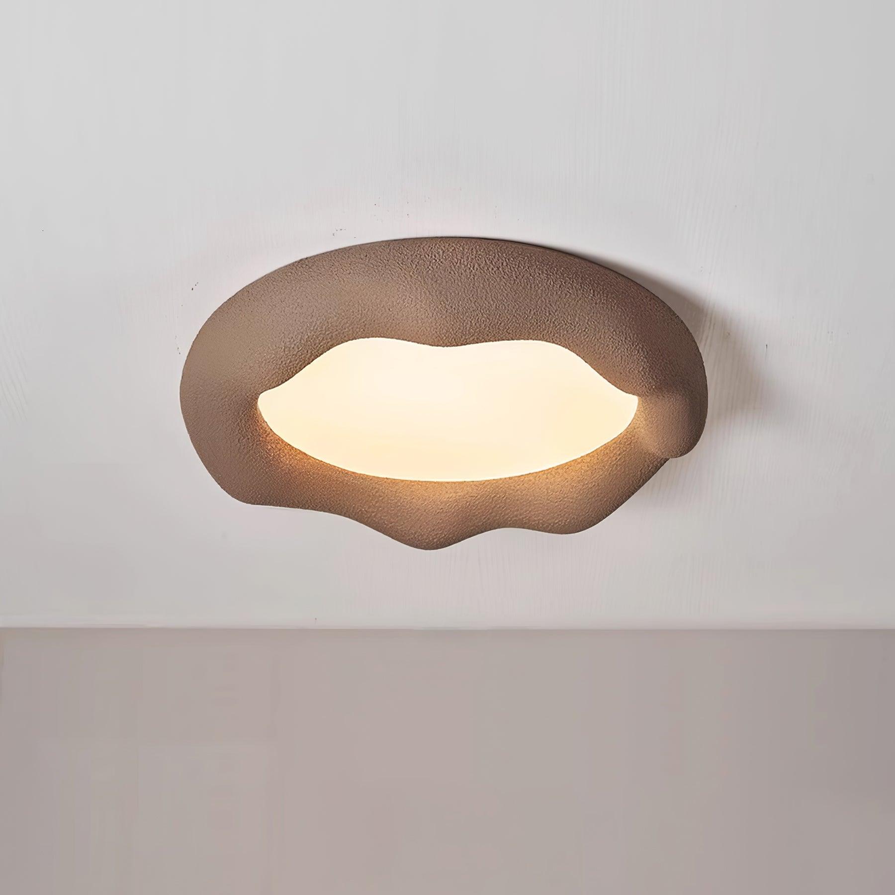 Ceiling Light Organic Resin and Fiberglass Fixture in Beige - Letslighting