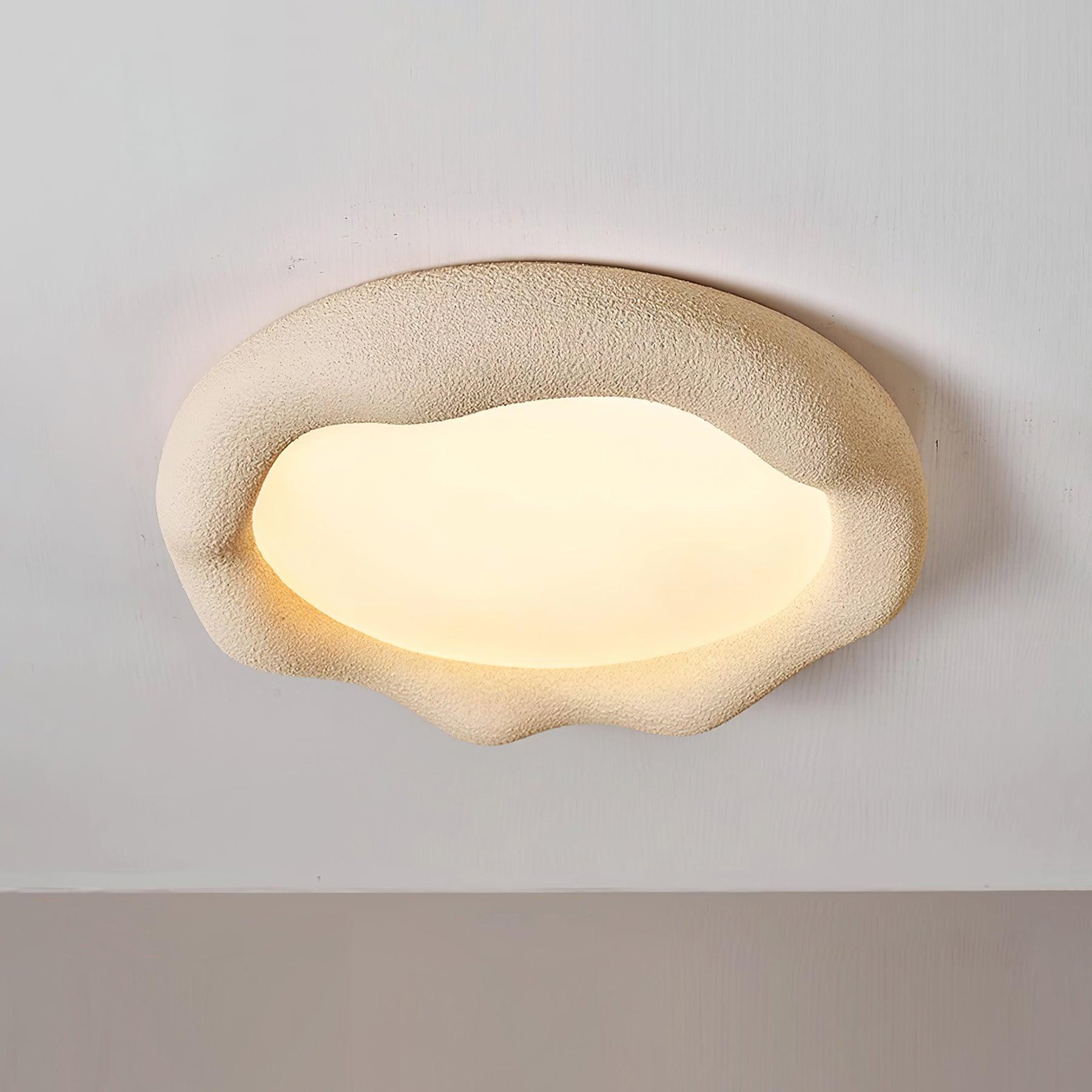 Ceiling Light Organic Resin and Fiberglass Fixture in Beige - Letslighting