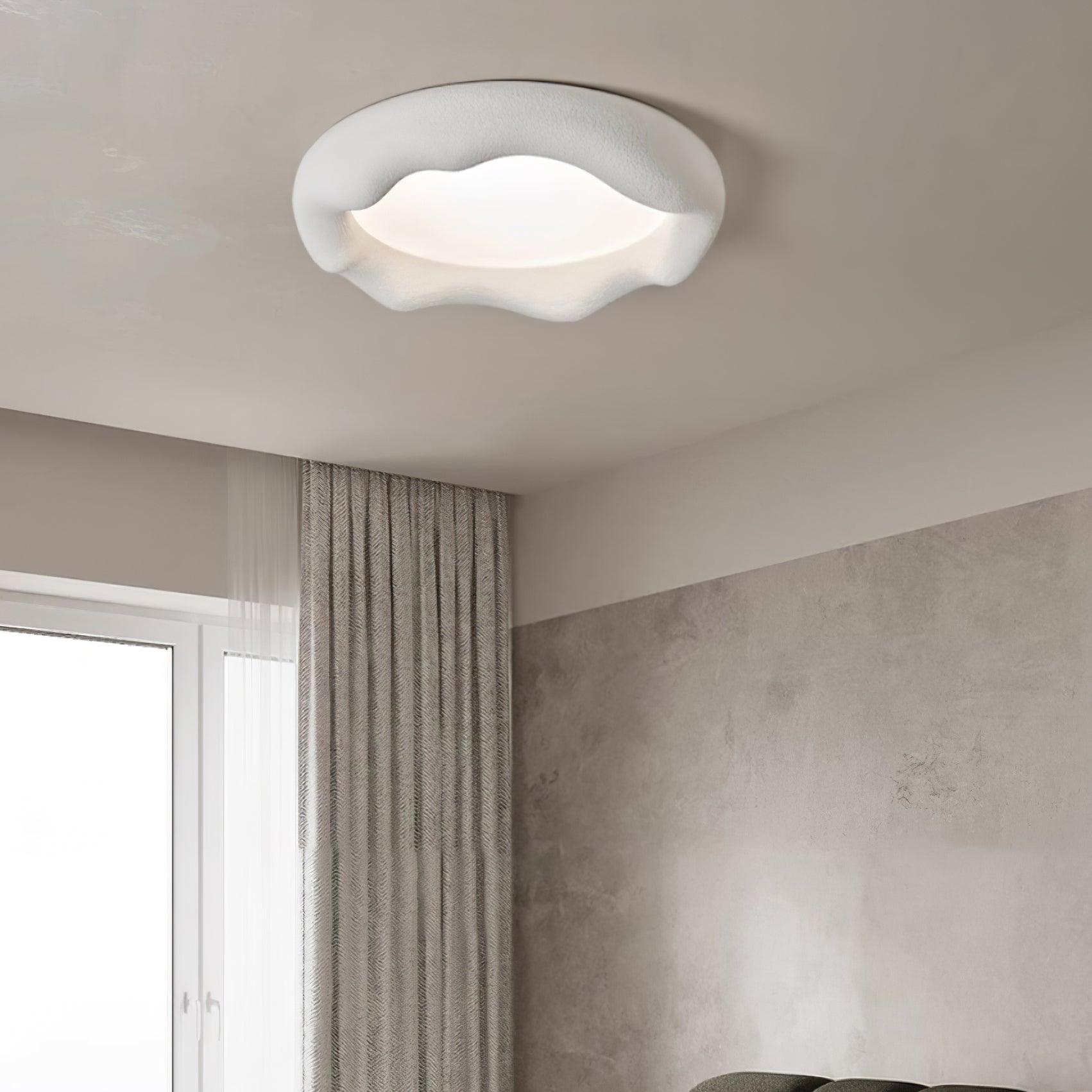 Ceiling Light Organic Resin and Fiberglass Fixture in Beige - Letslighting