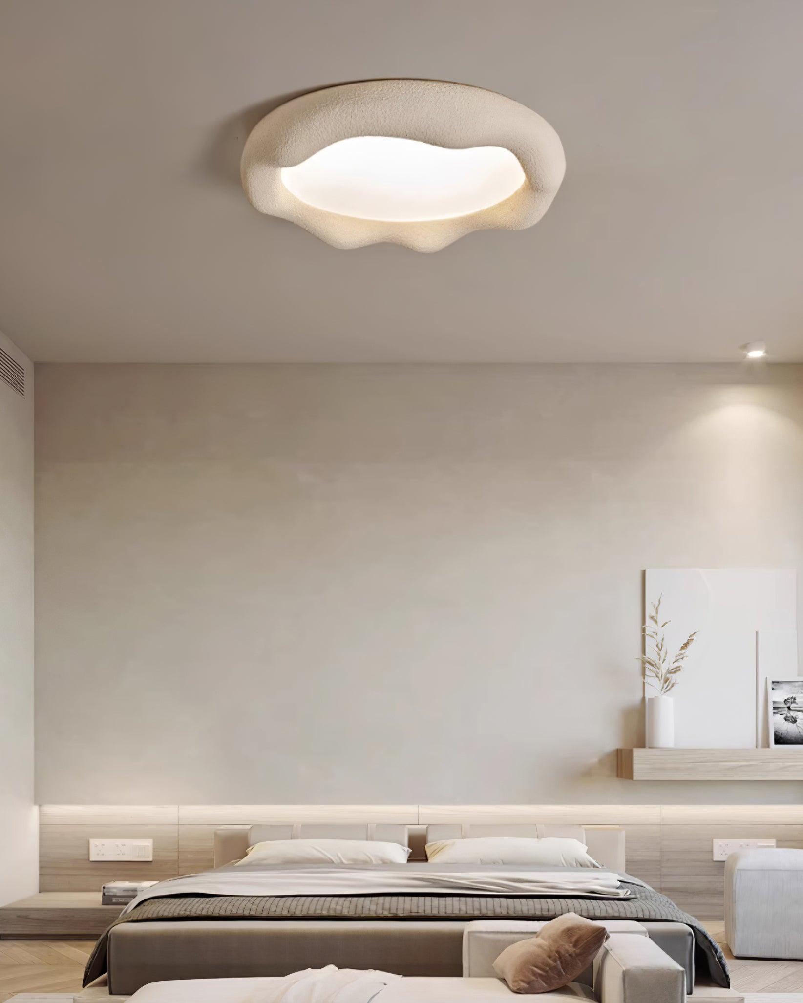 Ceiling Light Organic Resin and Fiberglass Fixture in Beige - Letslighting
