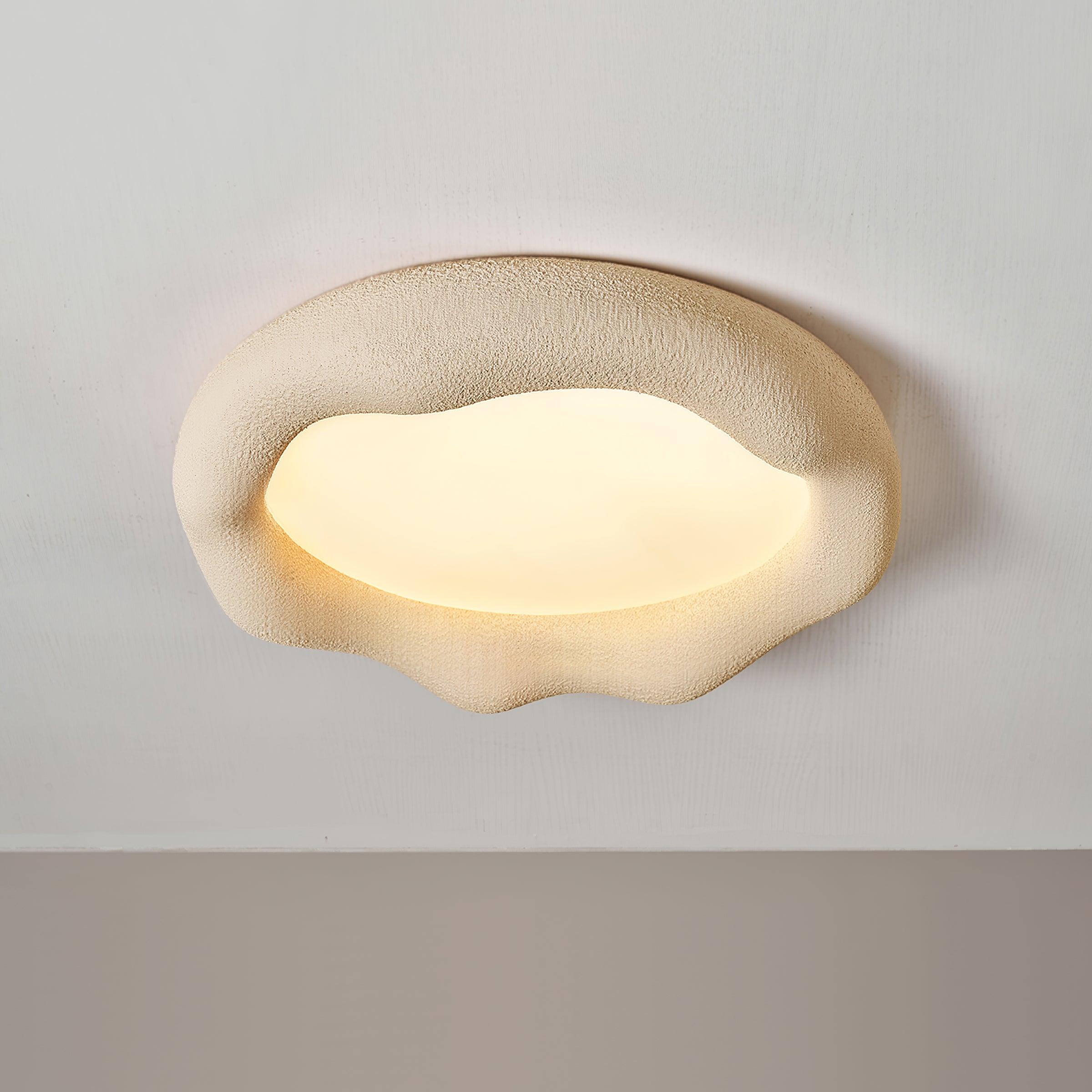 Ceiling Light Organic Resin and Fiberglass Fixture in Beige - Letslighting
