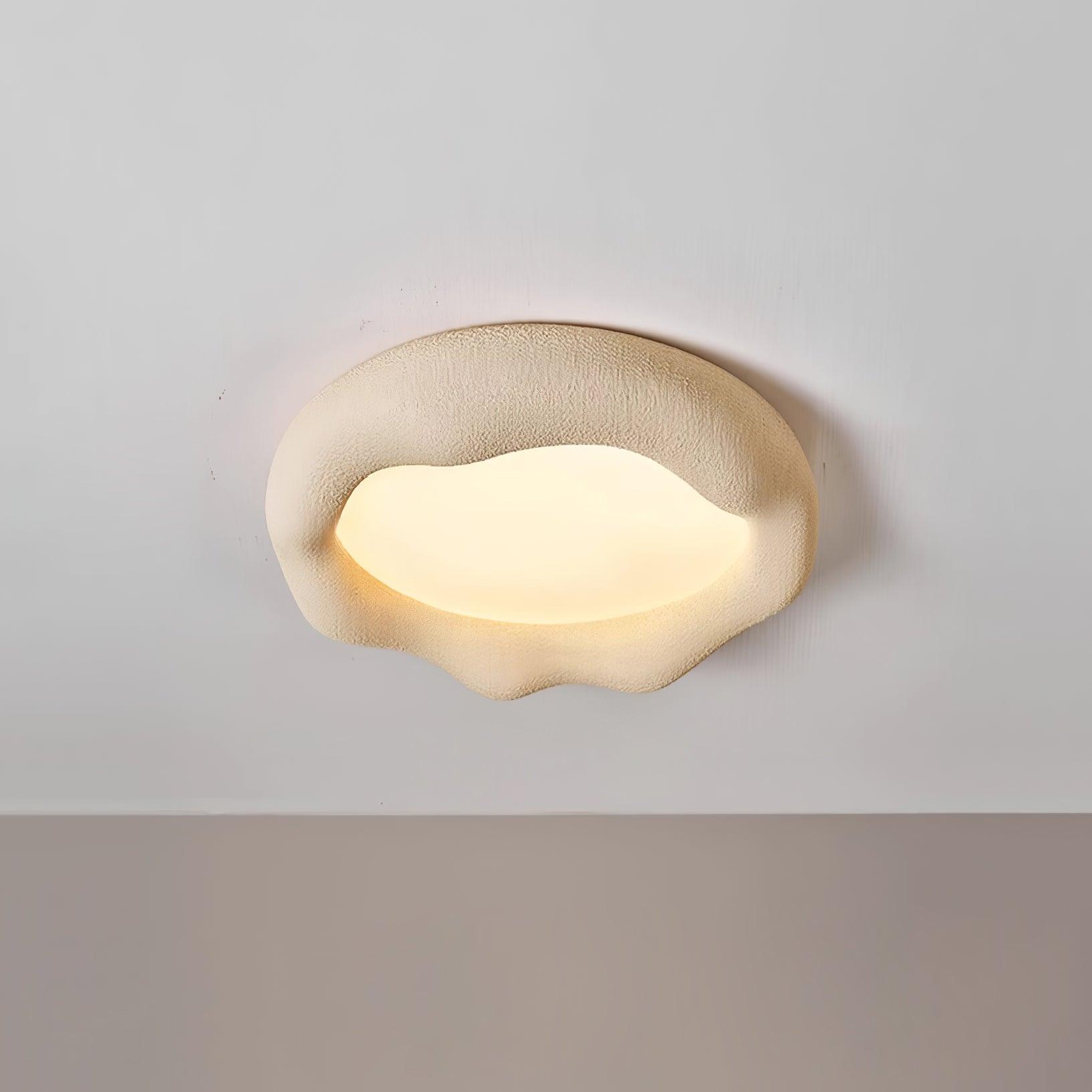 Ceiling Light Organic Resin and Fiberglass Fixture in Beige - Letslighting