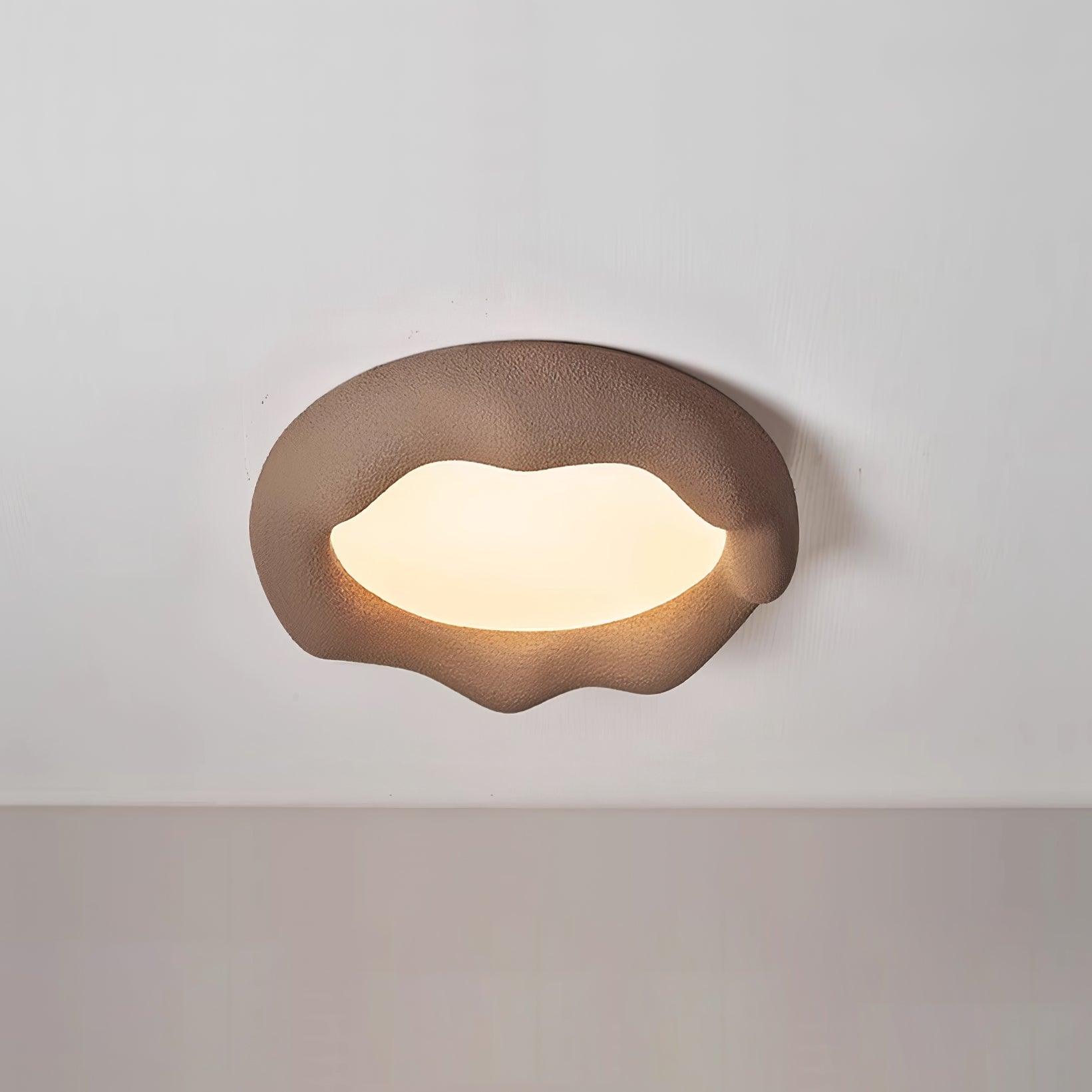 Ceiling Light Organic Resin and Fiberglass Fixture in Beige - Letslighting