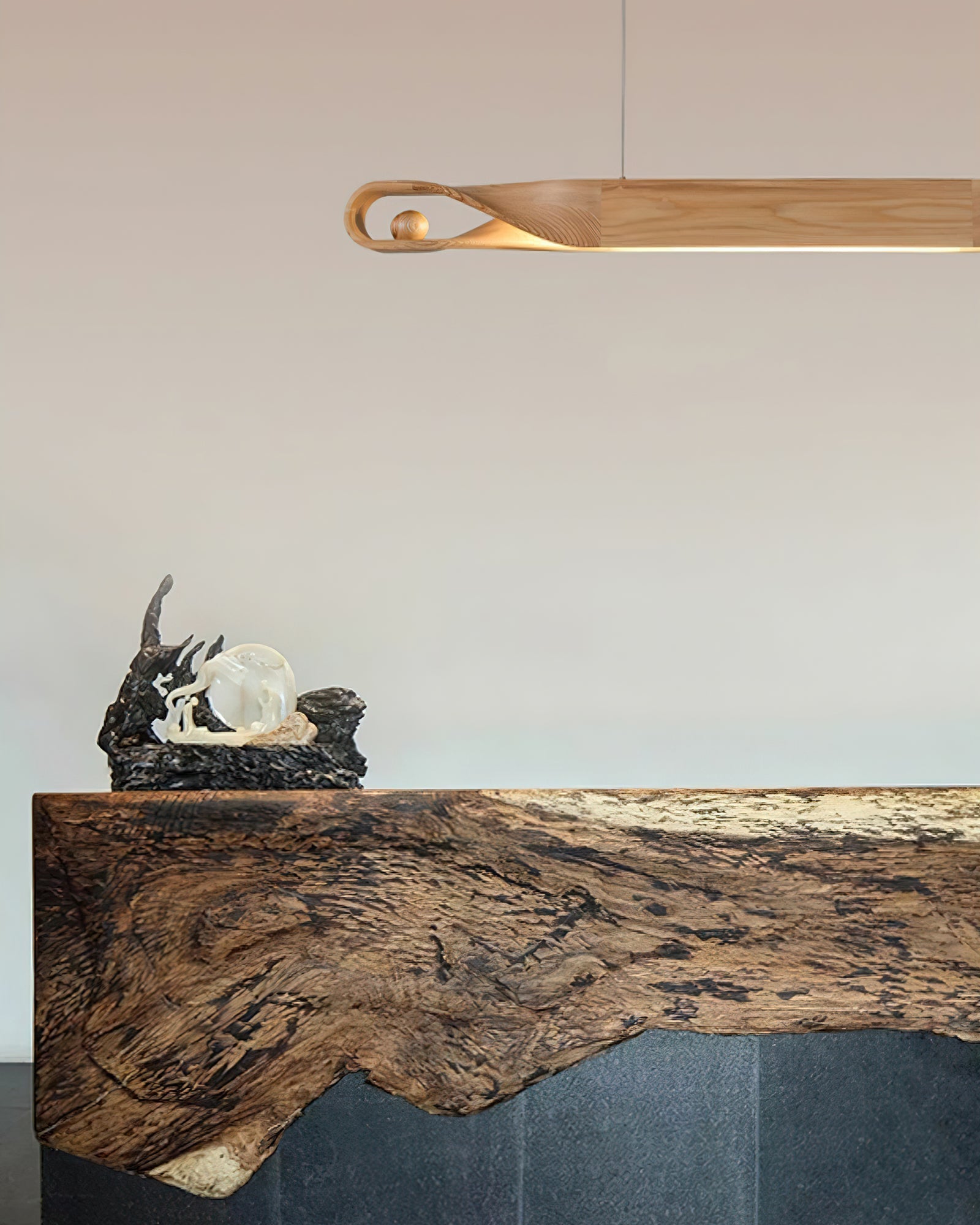 Lustra Pendant Lamp Wood Curved Minimalist - Letslighting