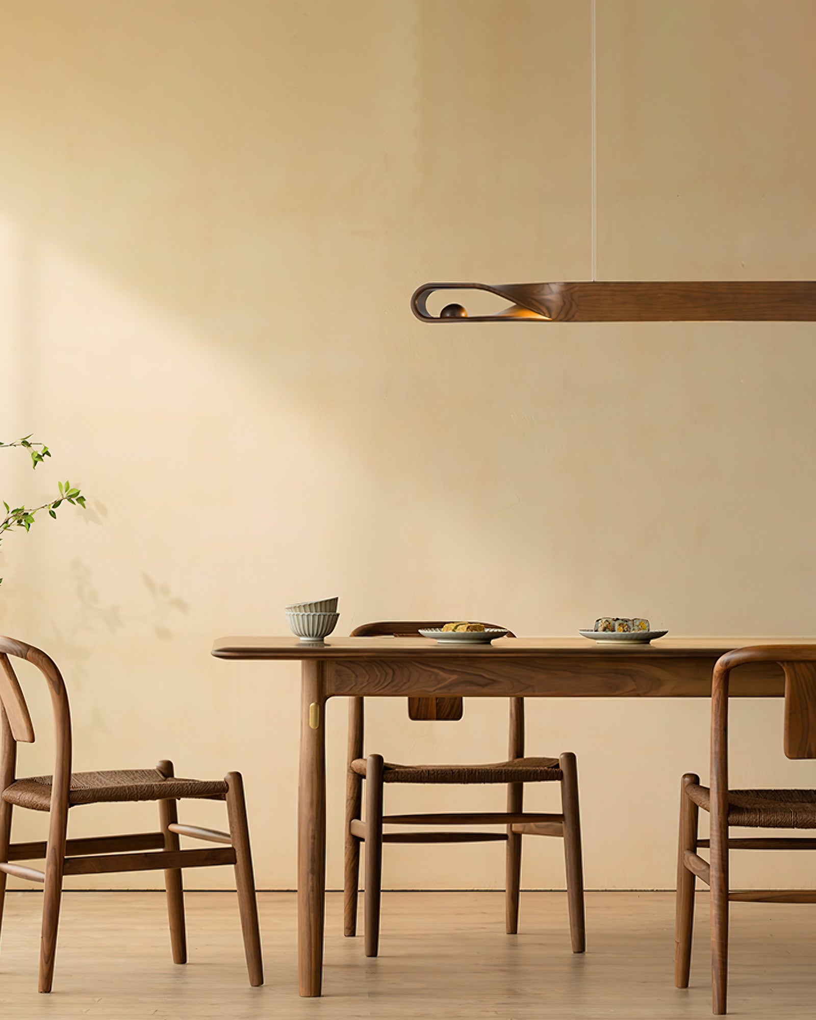Lustra Pendant Lamp Wood Curved Minimalist - Letslighting