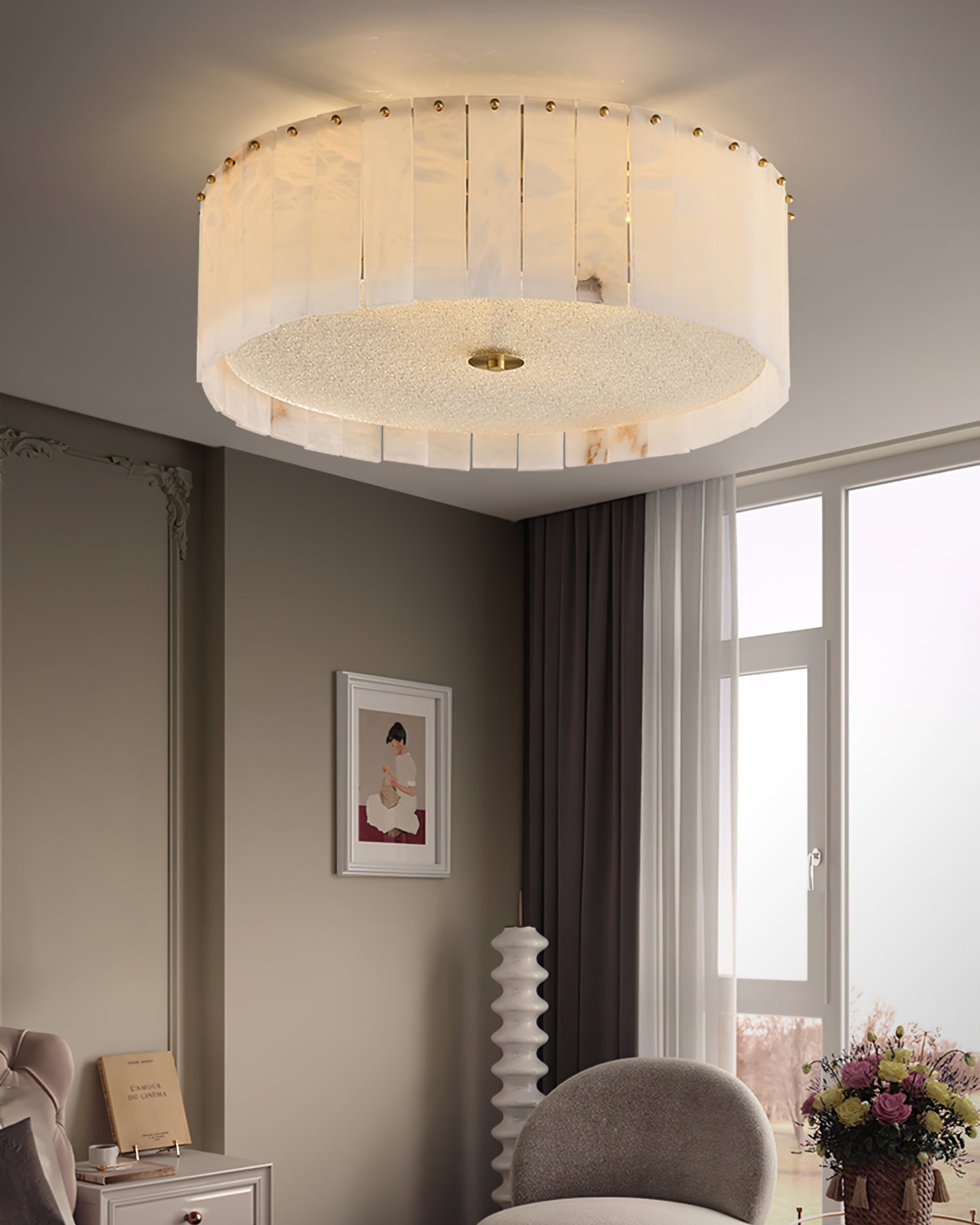 Elysian Ceiling Lamp Alabaster Halo - Letslighting