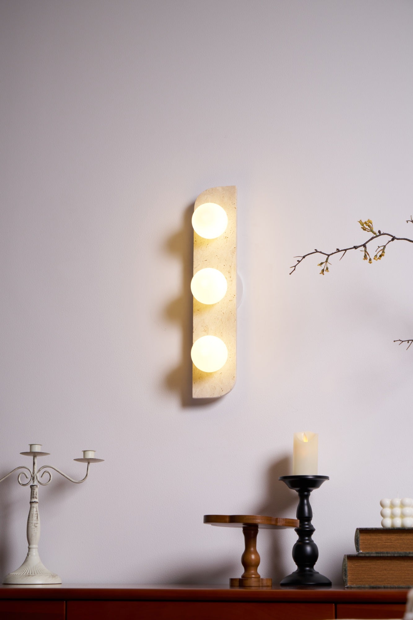 Zophaor Minimalist Travertine Plug-In Wall Light - Letslighting