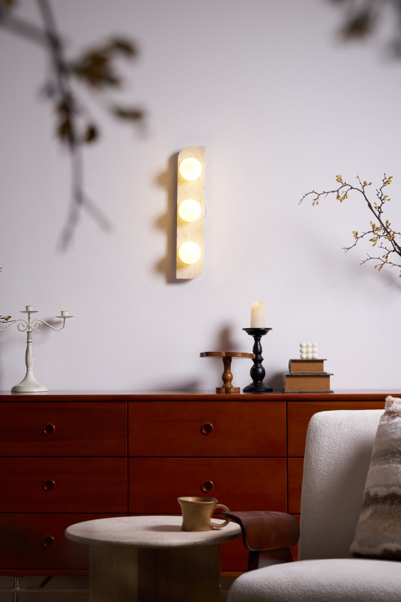 Zophaor Minimalist Travertine Plug-In Wall Light - Letslighting