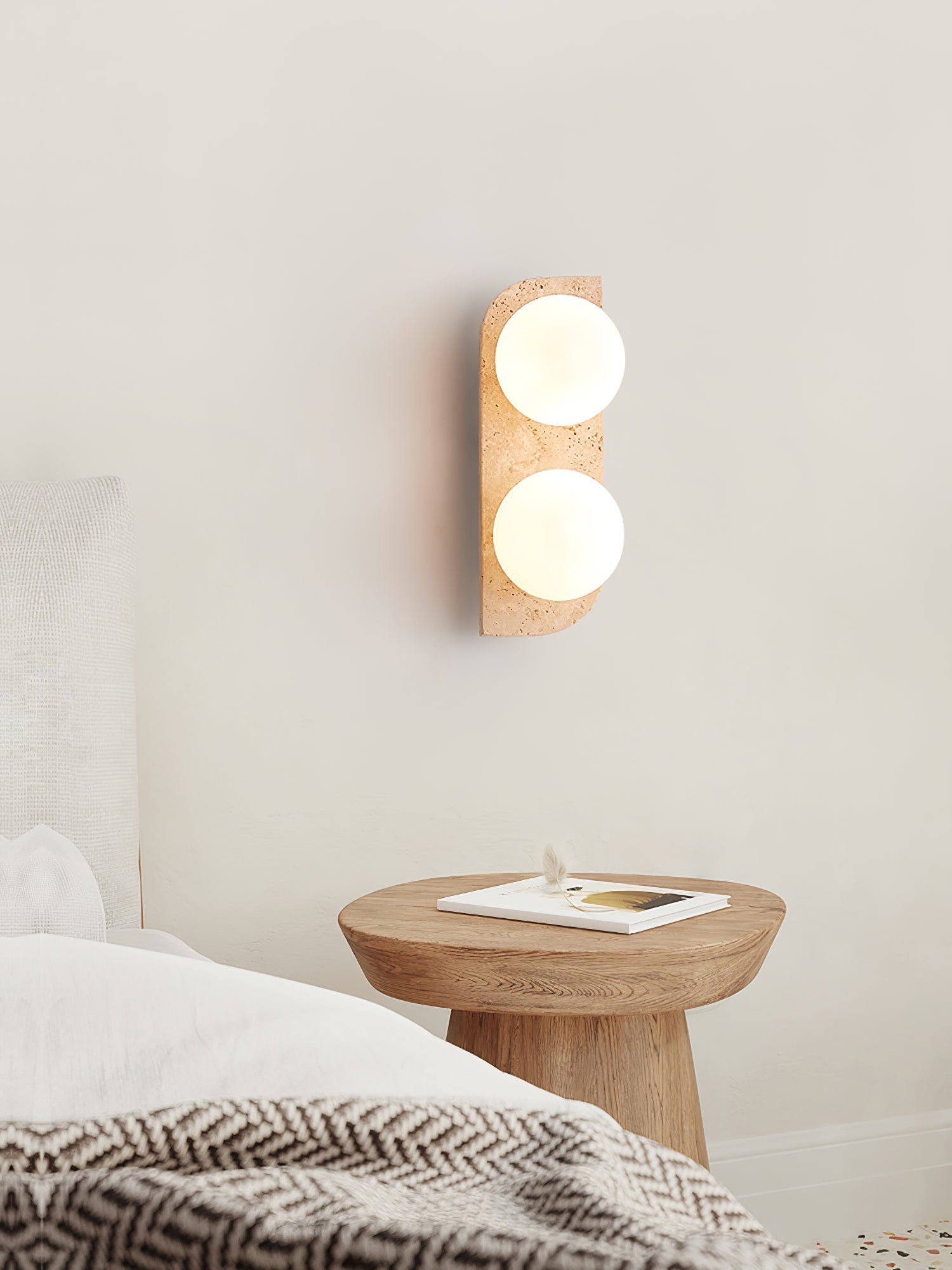 Zophaor Minimalist Travertine Plug-In Wall Light - Letslighting