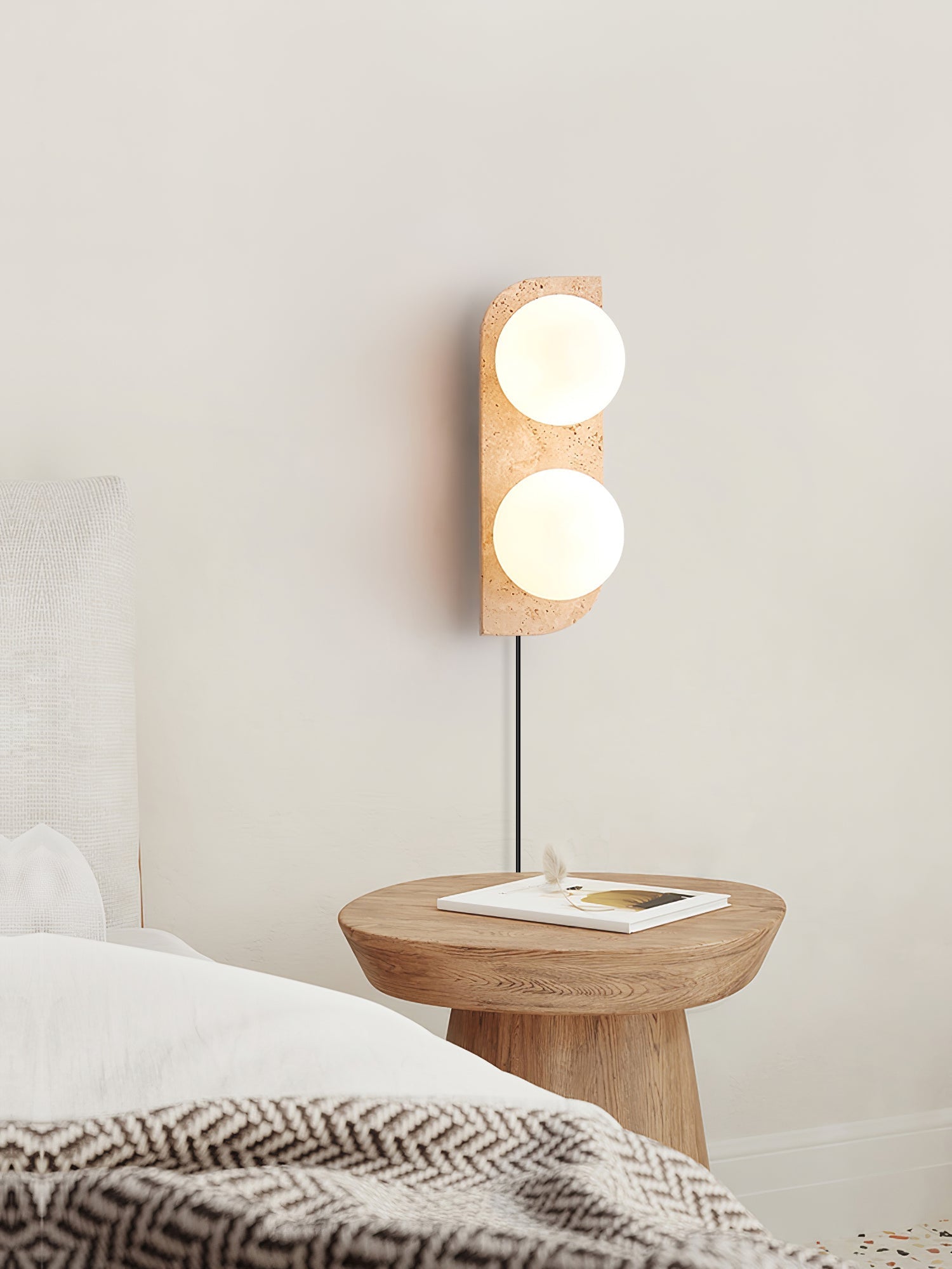 Zophaor Minimalist Travertine Plug-In Wall Light - Letslighting