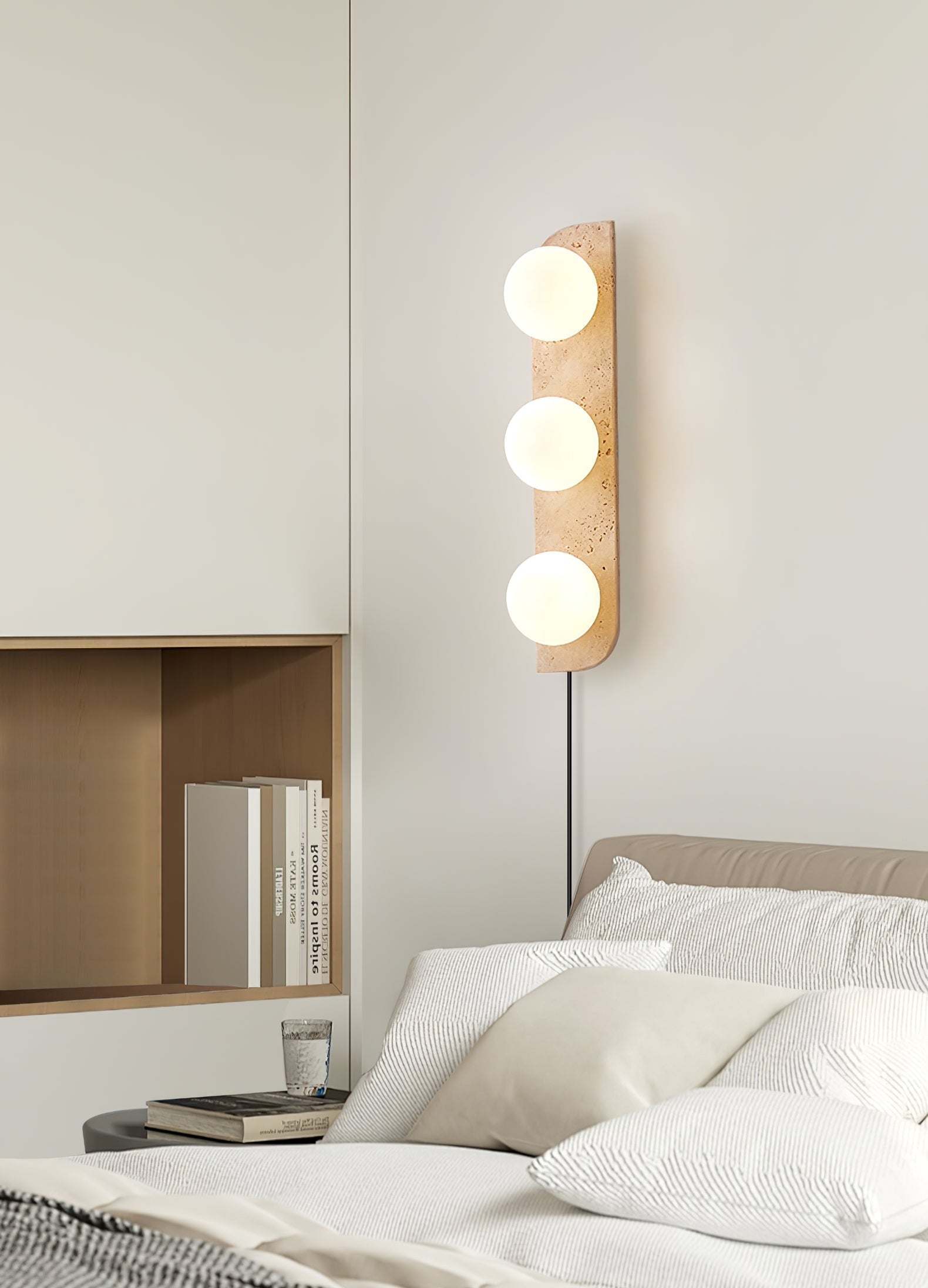 Zophaor Minimalist Travertine Plug-In Wall Light - Letslighting