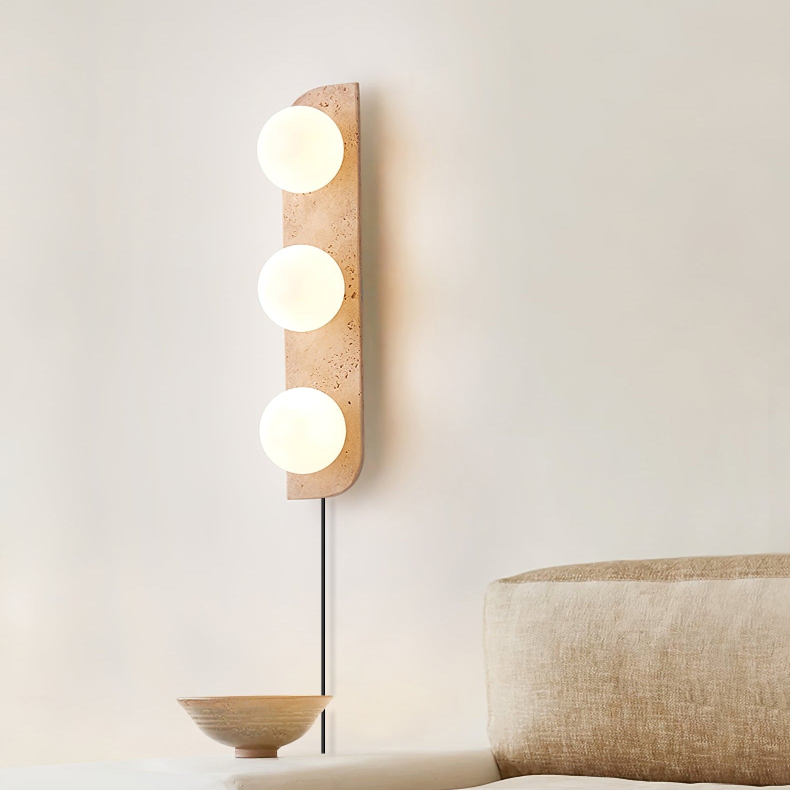 Zophaor Minimalist Travertine Plug-In Wall Light - Letslighting