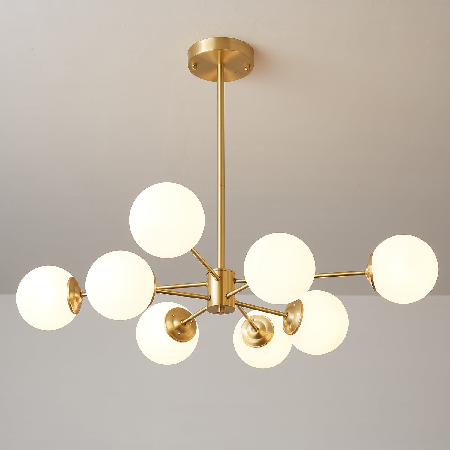 Lustra Chandelier Elysium Brass Frosted Glass Orbs - Letslighting