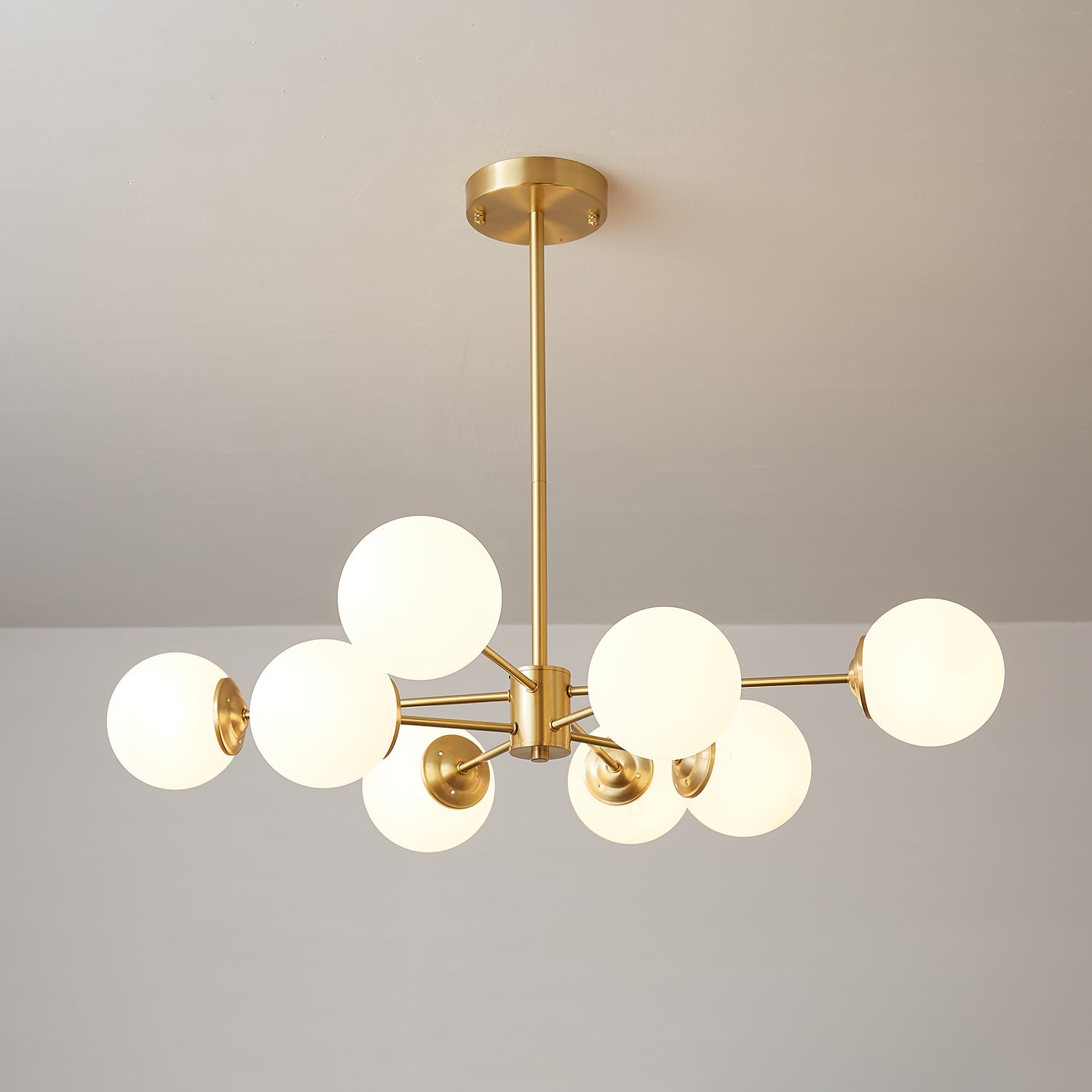 Lustra Chandelier Elysium Brass Frosted Glass Orbs - Letslighting