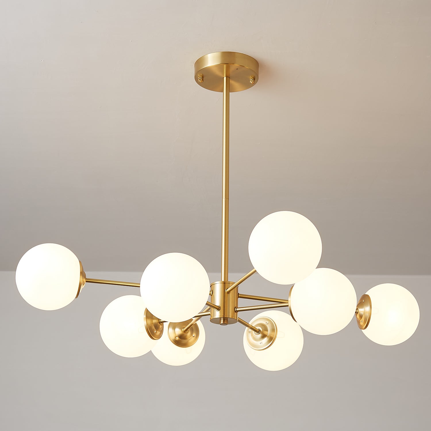 Lustra Chandelier Elysium Brass Frosted Glass Orbs - Letslighting