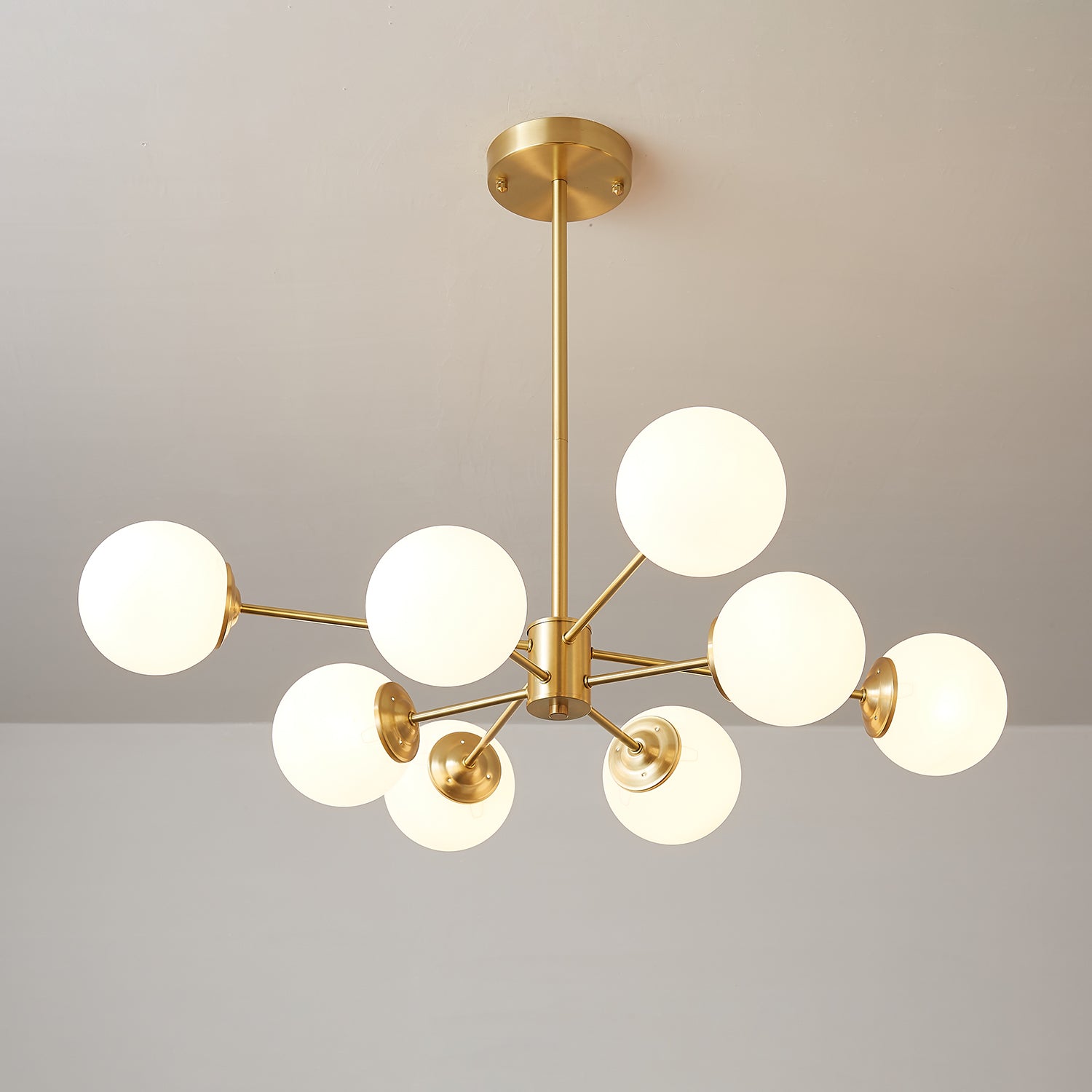 Lustra Chandelier Elysium Brass Frosted Glass Orbs - Letslighting