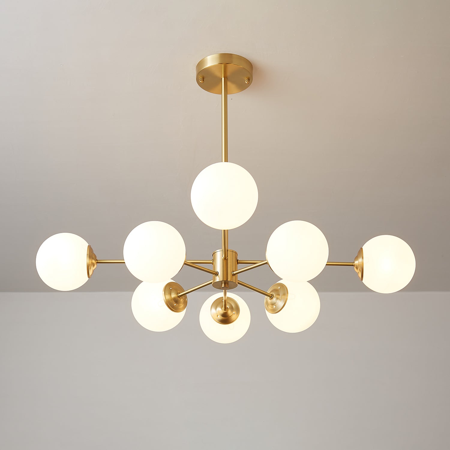 Lustra Chandelier Elysium Brass Frosted Glass Orbs - Letslighting