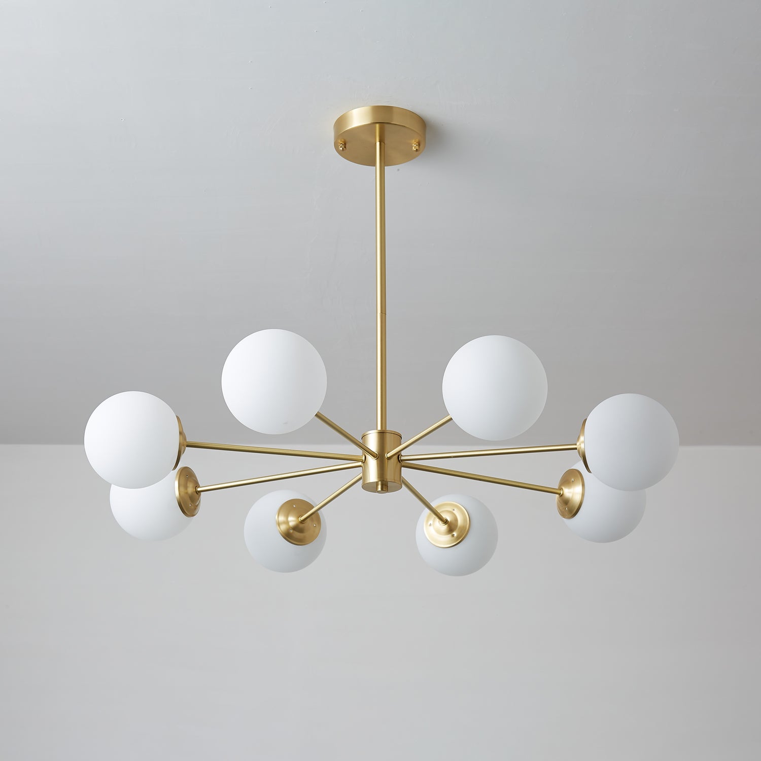 Lustra Chandelier Elysium Brass Frosted Glass Orbs - Letslighting