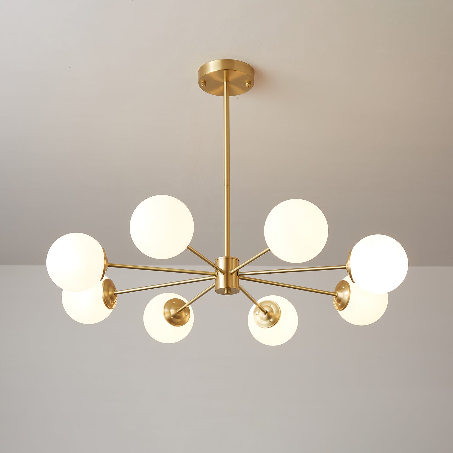 Lustra Chandelier Elysium Brass Frosted Glass Orbs - Letslighting