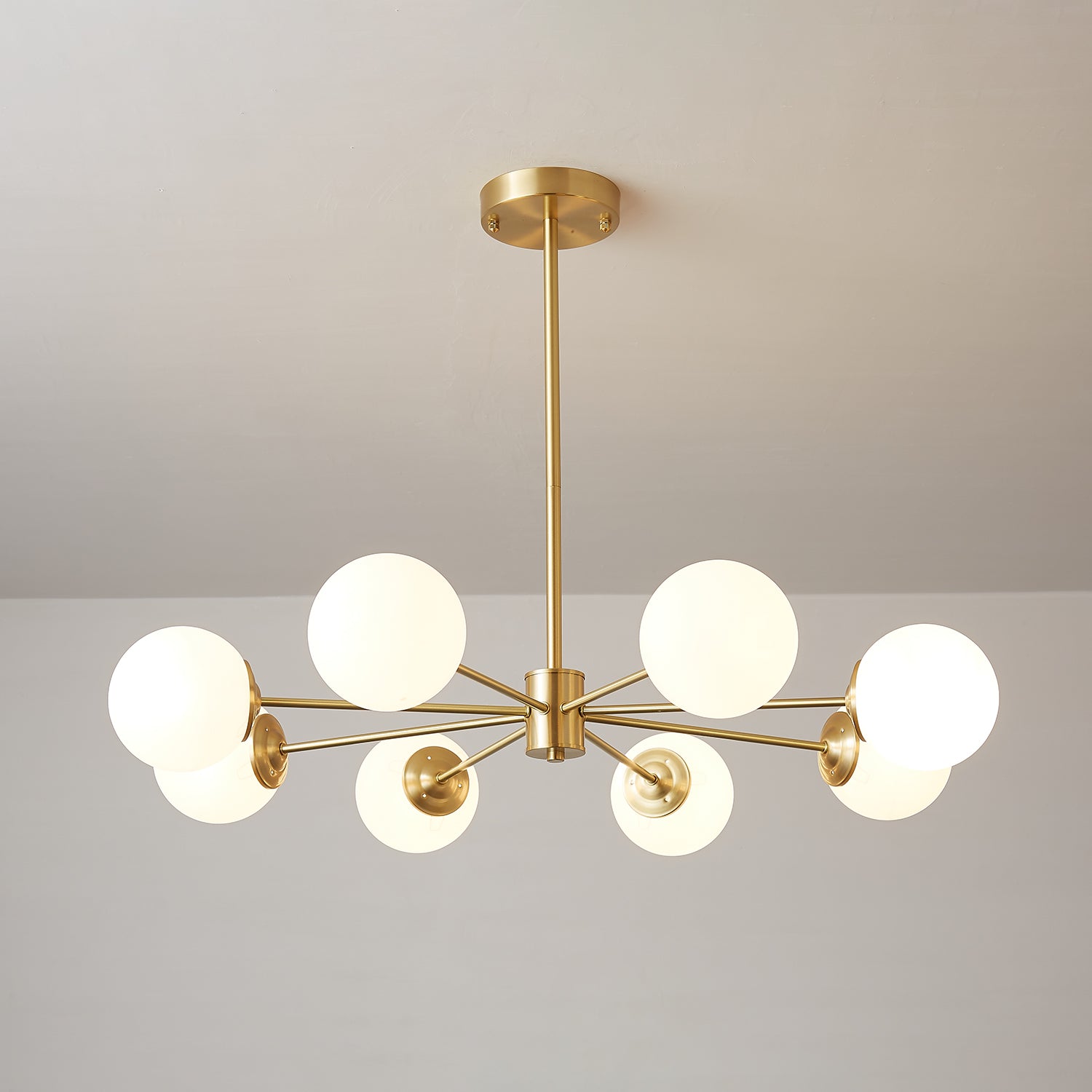 Lustra Chandelier Elysium Brass Frosted Glass Orbs - Letslighting
