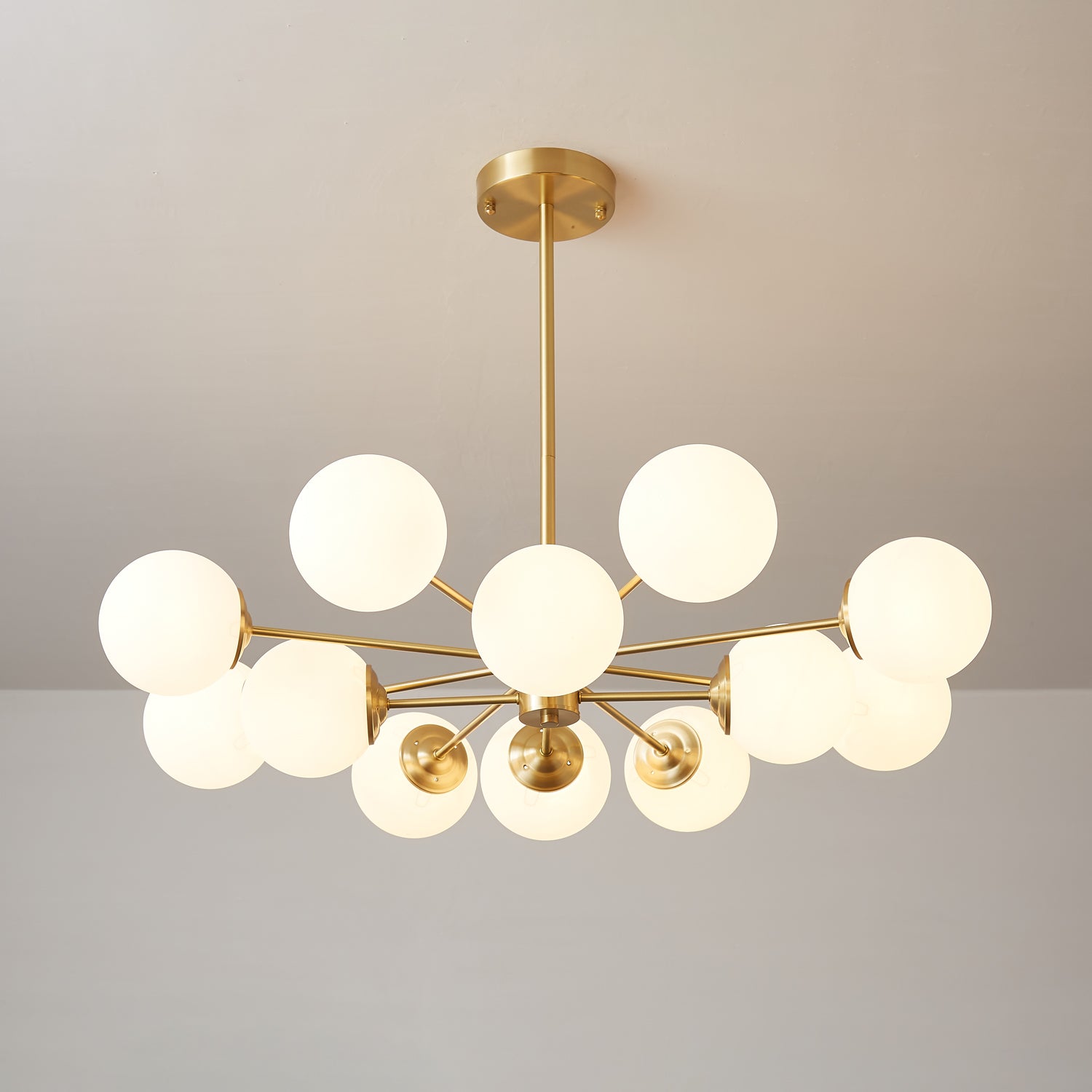 Lustra Chandelier Elysium Brass Frosted Glass Orbs - Letslighting