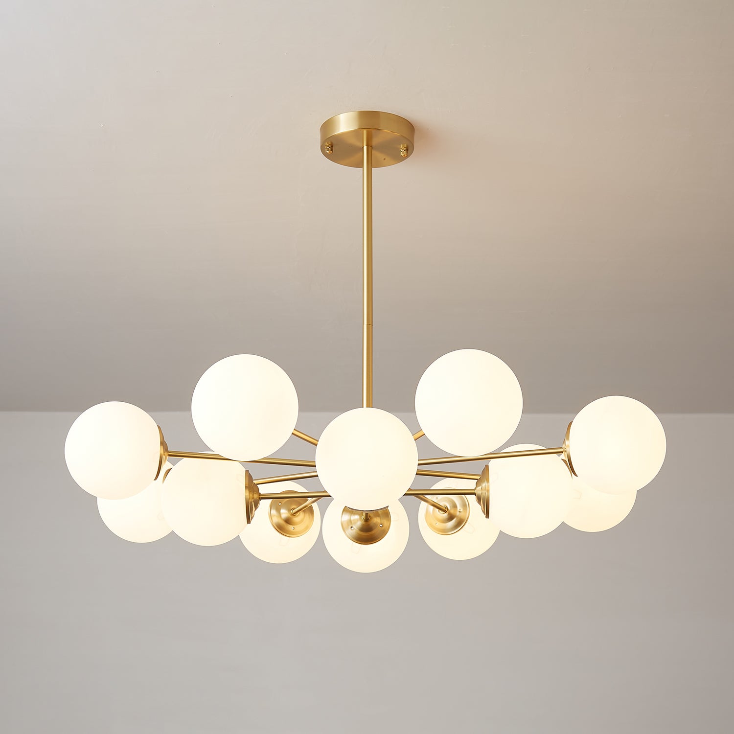 Lustra Chandelier Elysium Brass Frosted Glass Orbs - Letslighting