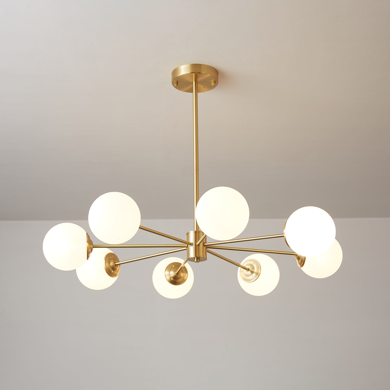 Lustra Chandelier Elysium Brass Frosted Glass Orbs - Letslighting