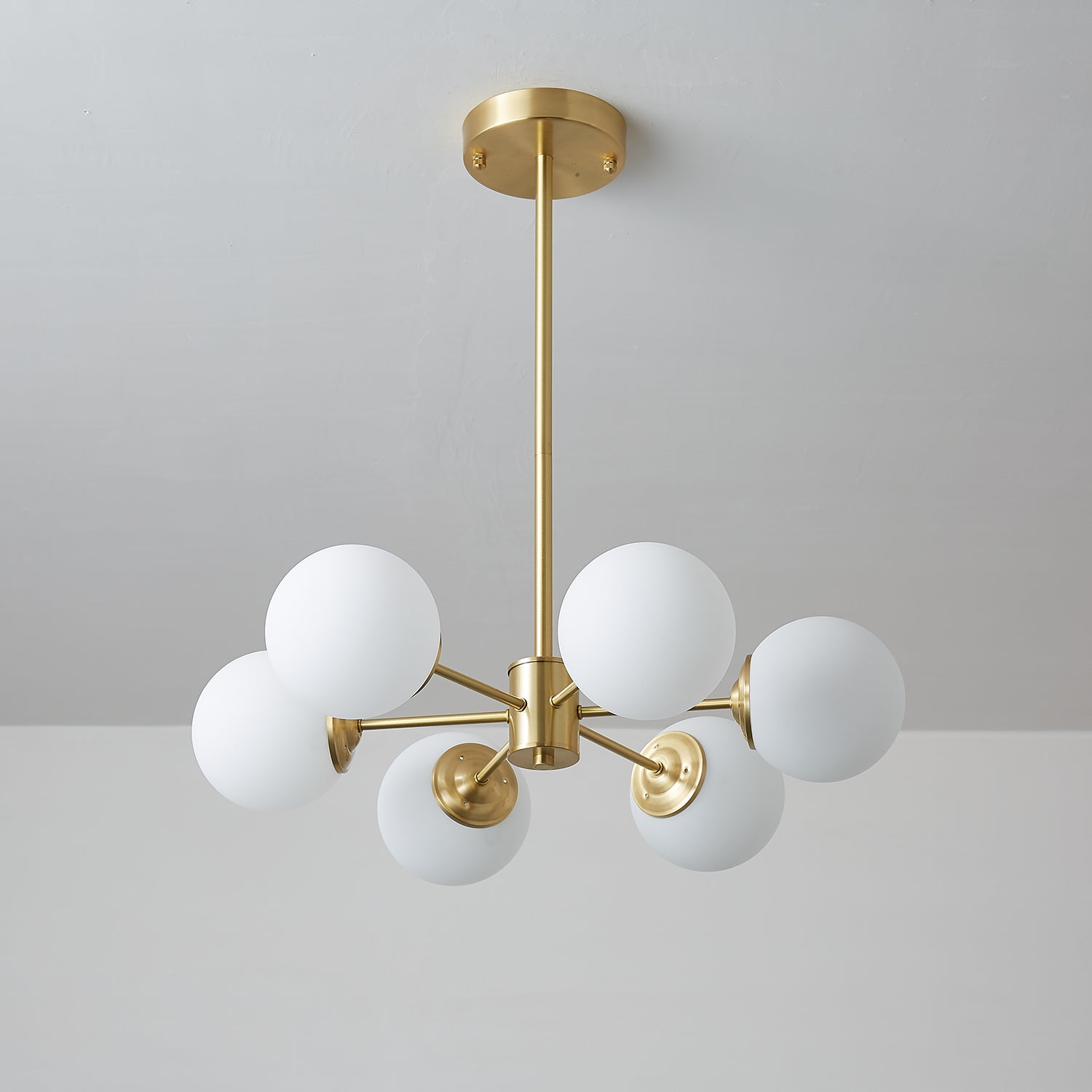 Lustra Chandelier Elysium Brass Frosted Glass Orbs - Letslighting